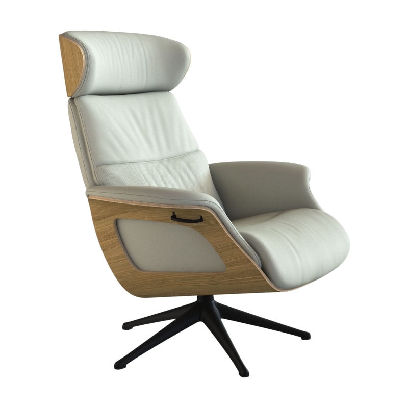 FLEXLUX Relaxsessel »Clement Relaxstuhl, Polstersessel, Liegesessel, TV-Sessel,«, Rücken- & Kopfteilverstellung, Drehbar, Armlehne Eiche, Fuß Schwarz