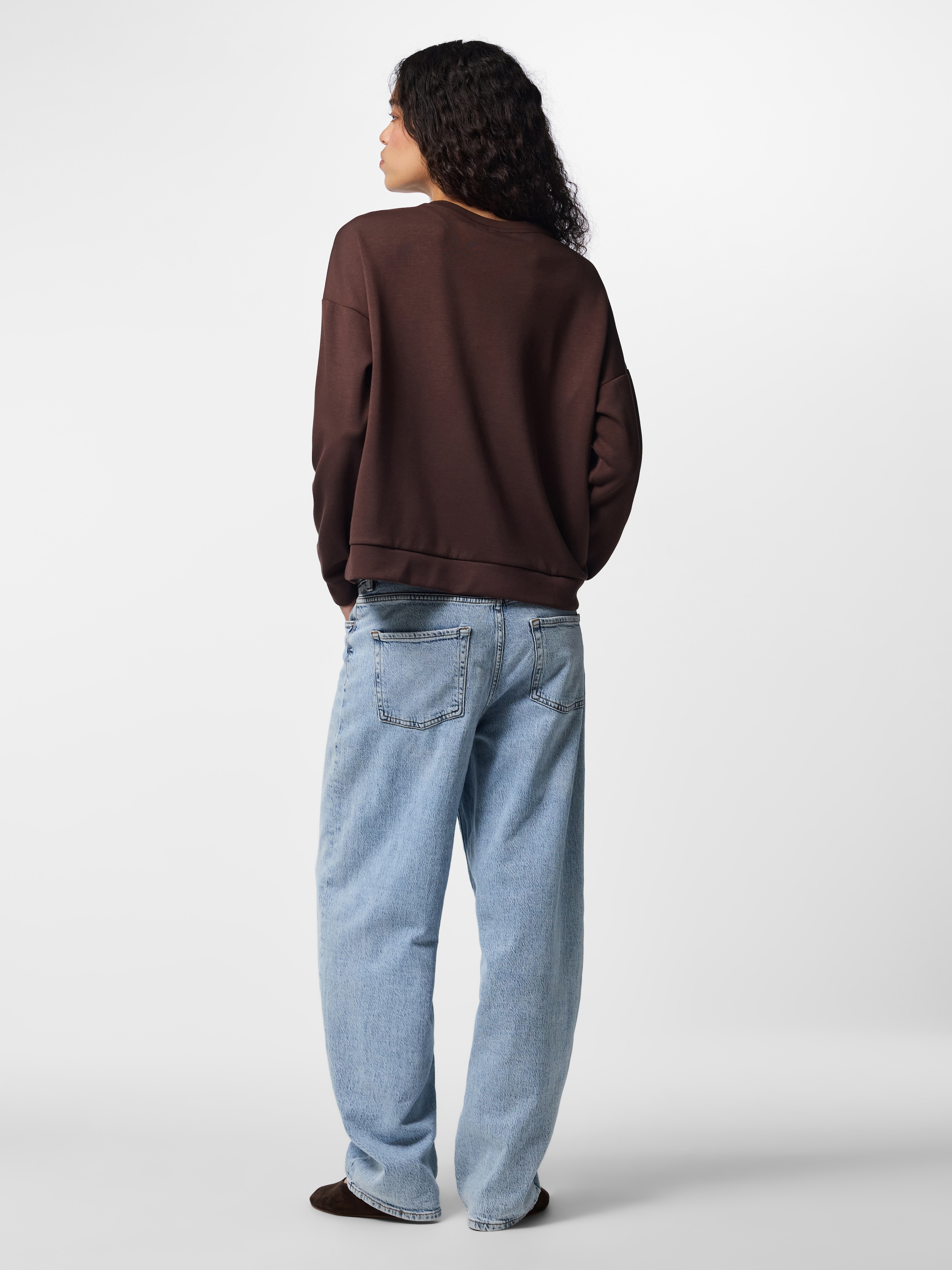 pieces Langarmshirt »PCMICHELLE SCUBA LS TOP SWT NOOS BC« Materialmix