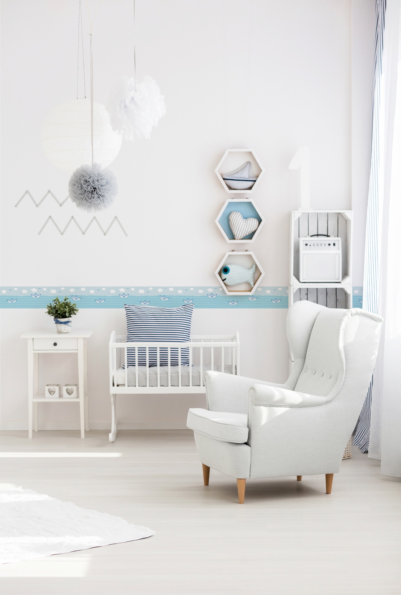 A.S. Création Bordüre »Paper Boat Love«, Motiv-abstrakt-naturalistisch, Papier Wand Schräge Tür Borte Wohnzimmer Schlafzimmer Küche Design