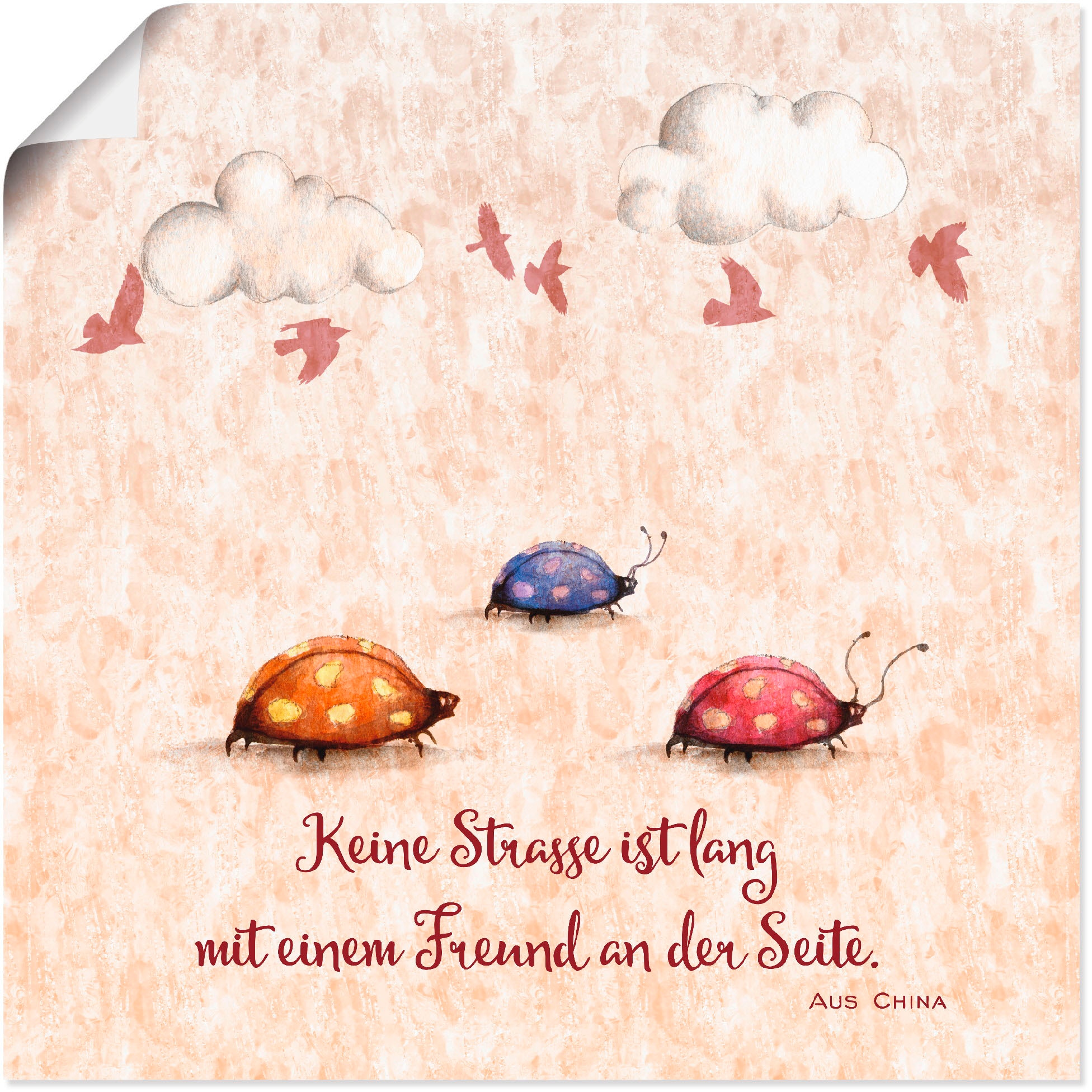 Artland Wandbild »Lebensweisheit Freunde«, Tiere, (1 St.), als Alubild,  Leinwandbild, Wandaufkleber oder Poster in versch. Größen auf Raten kaufen