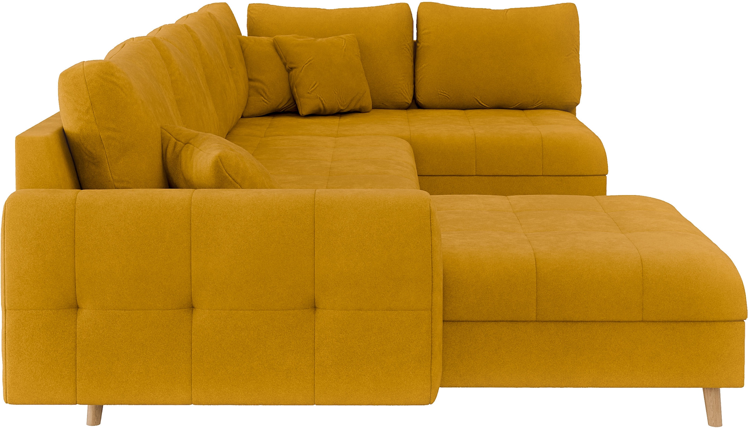 Home affaire Wohnlandschaft »CHARRE U-Form mit Ottomane, Maße B/T/H: 310/161/81 cm«, feine Steppung, lose Rücken- und Zierkissen, auch in Cord und Bouclé