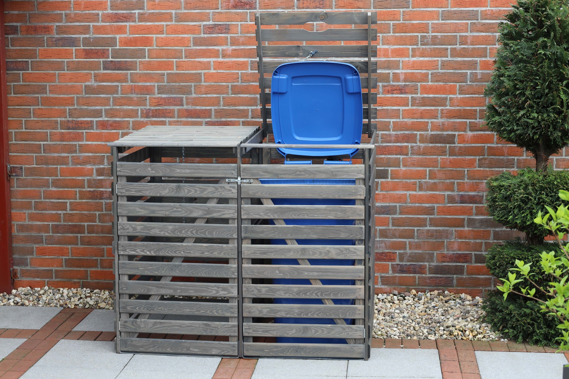 promadino Mülltonnenbox »Vario V«, für 2 Tonnen, robust aus ökologisch, zertifiziertem Kiefernholz