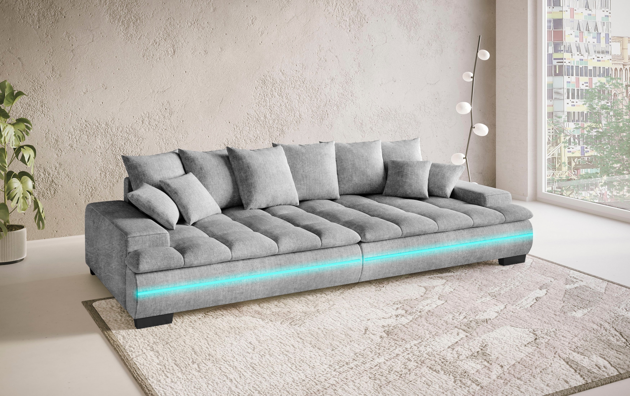 Mr. Couch Big-Sofa »Haiti II RGB-LED«, RGB-LED Beleuchtung, mit Handwerklich gearbeiteter Komfort-Steppung