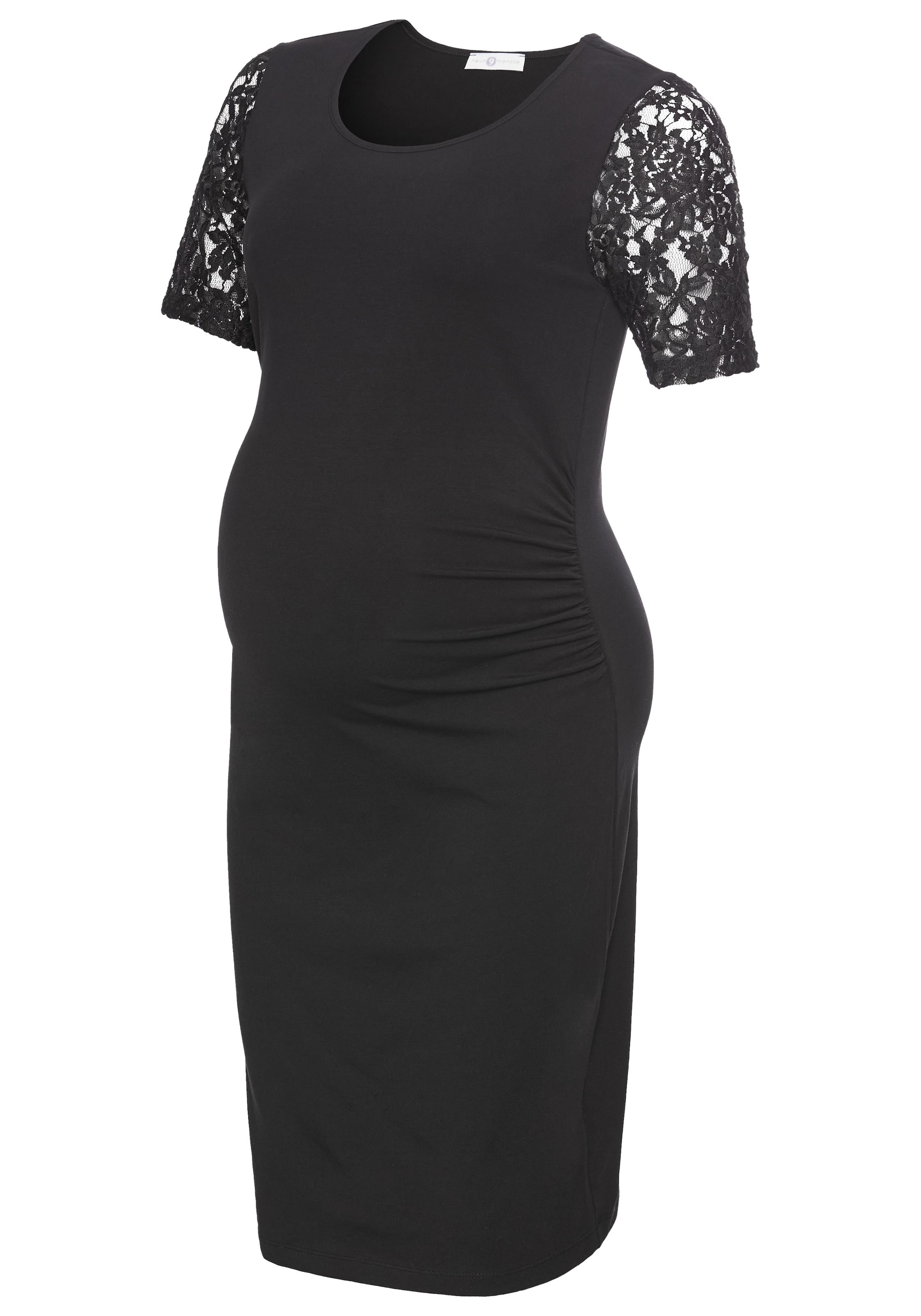 Neun Monate Umstandskleid »Schwangerschaftkleid mit Spitze«, Jersey-Kleid für Schwangerschaft und Stillzeit