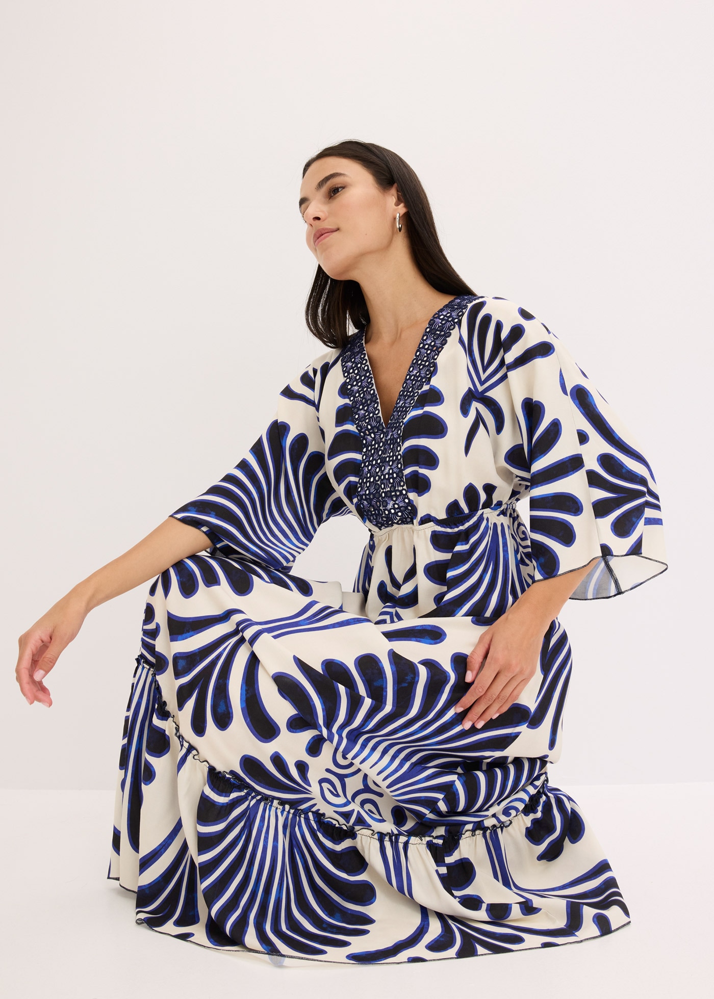 bonprix Maxikleid 1 tlg. für Frühling und Sommer, aus Viskose, Oversize Passform, mit Druck
