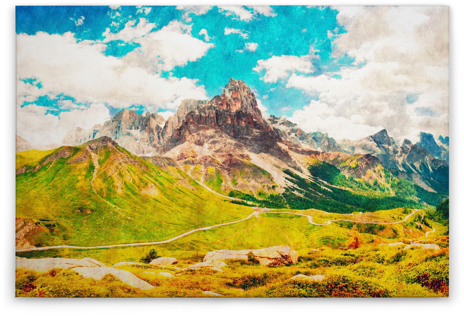 Bricoflor Leinwand Bild Mit Dolomiten Alpen Berglandschaft Auf Leinwand Ide günstig online kaufen