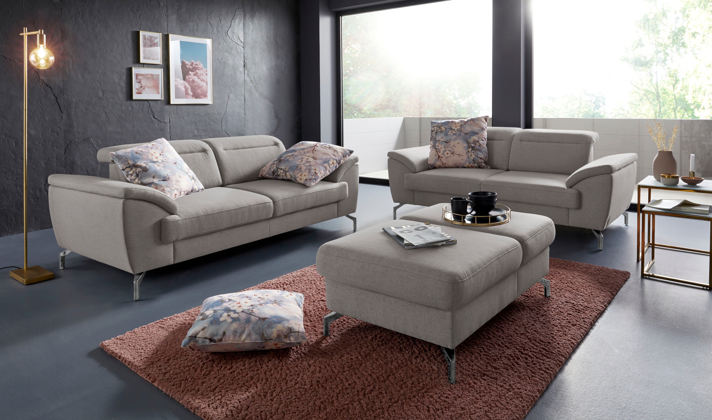 sit&more Hocker »Percy«, Fußhöhe 15cm, mit Klappfunktion, wahlweise in 2 Fußfarben