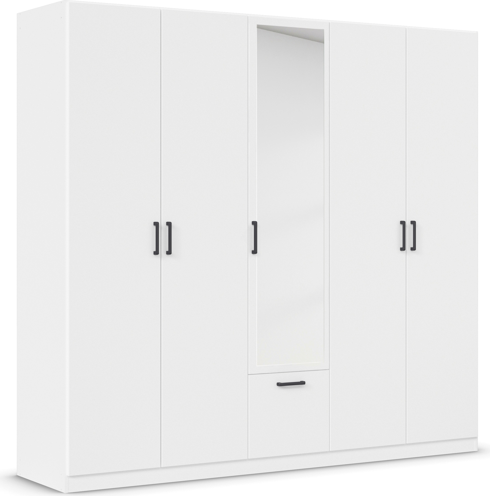 rauch Drehtürenschrank »Kleiderschrank Schrank Garderobe Wäscheschrank BARI mit Spiegel«, mit Schubasten mittig, moderner Griff in Graumetallic MADE IN GERMANY