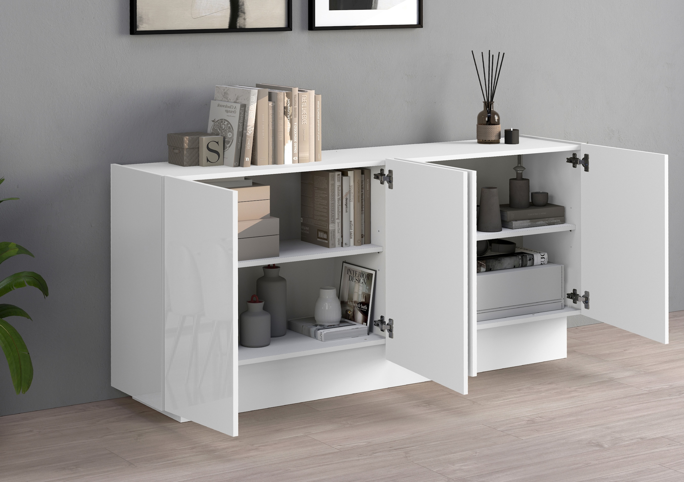 INOSIGN Sideboard »VELA, Sideboard, Breite 160 cm, Design mit schrägen Türen«, (1 St.), Made in Italy, Maße-B/T/H: 160x35x75,Sideboard, Anrichte, Kommode