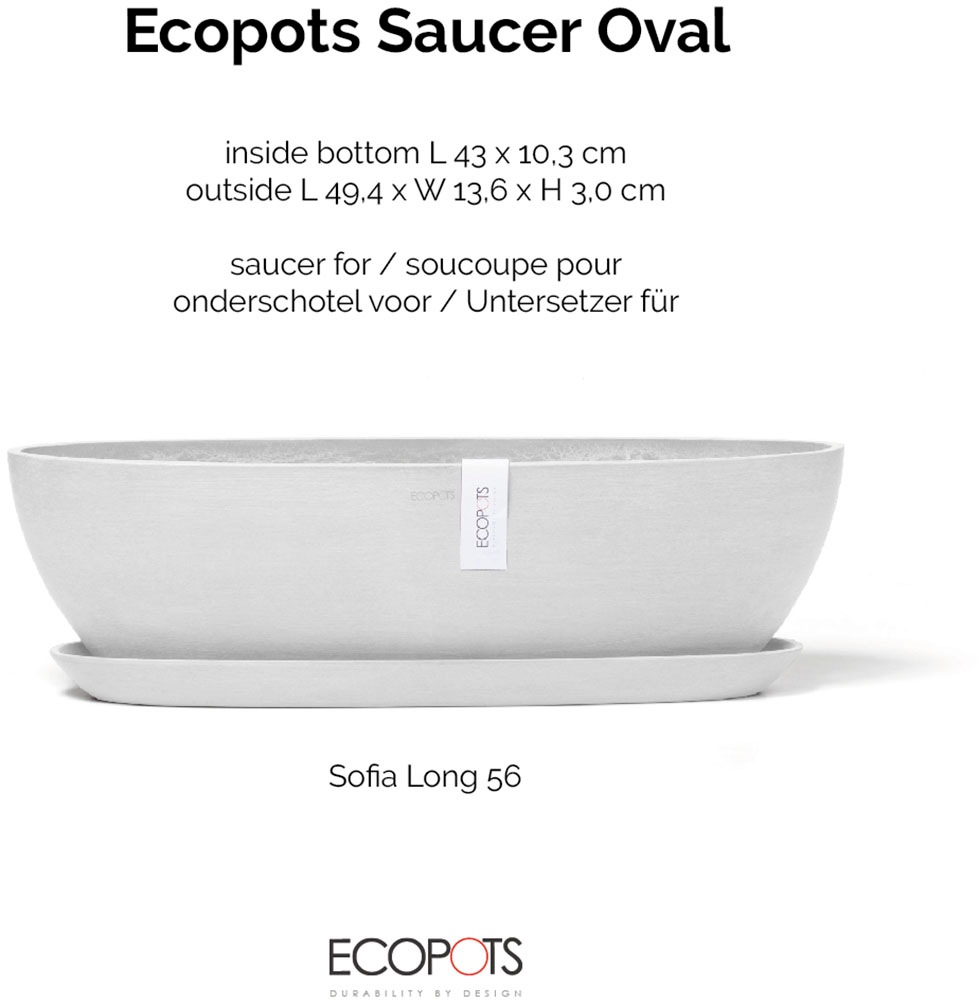 ECOPOTS Topfuntersetzer »Oval Lang Weiß« für innen und außen: frostsicher, bruchsicher und lichtbeständig