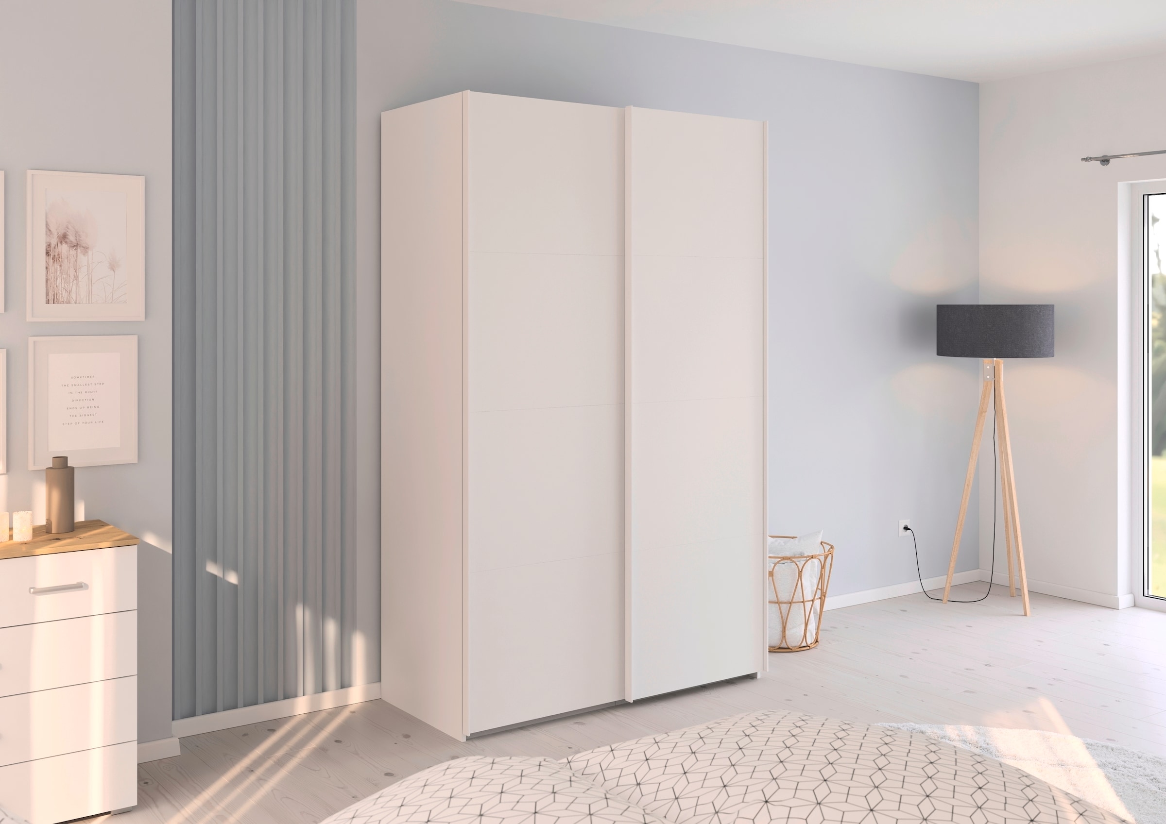 rauch Schwebetürenschrank »Kleiderschrank Schrank Garderobe Schlafzimmerschrank EVELYN«, in elegantem Stil, in 5 Breiten, Griffe in Korpusfarbe MADE IN GERMANY