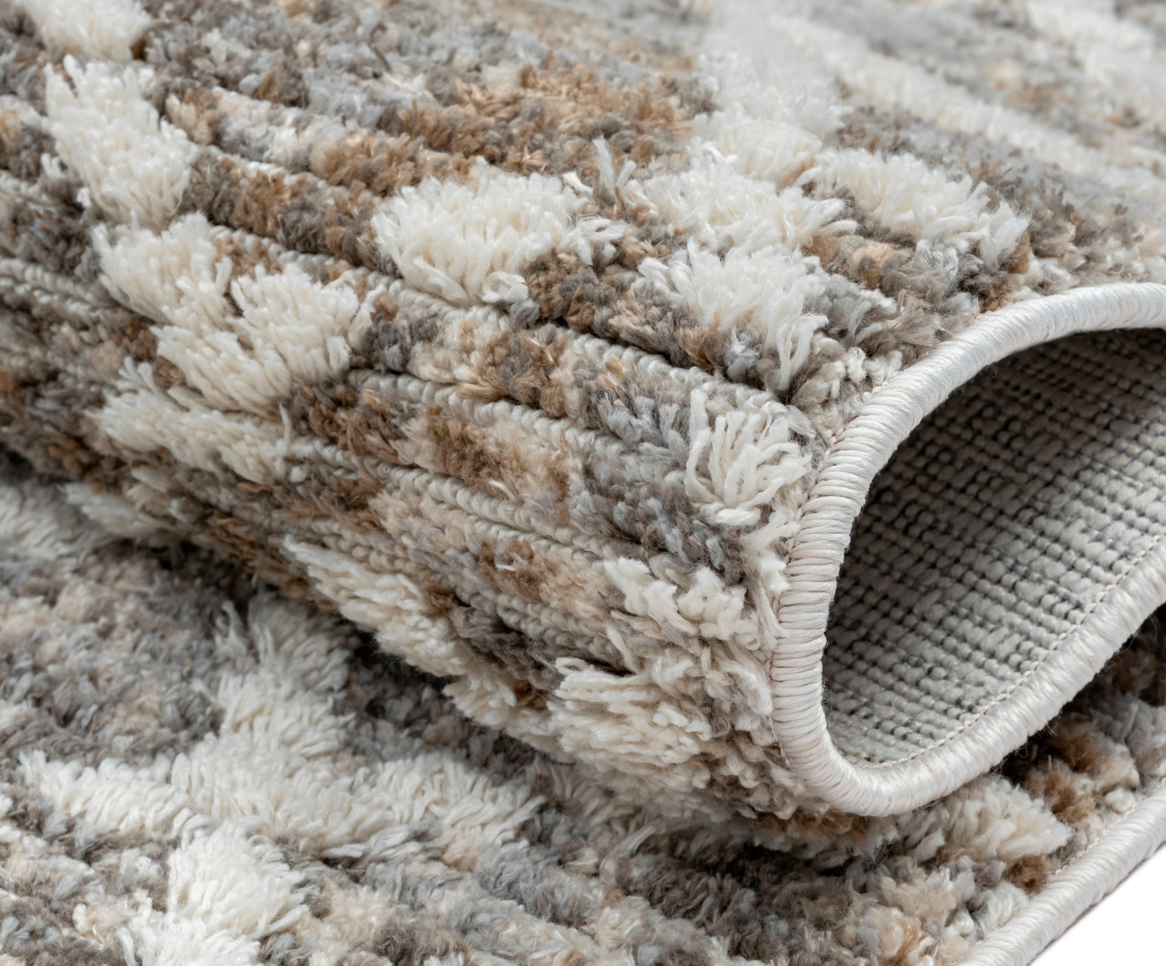 Myflair Möbel & Accessoires Teppich »Nelia, LAGERRÄUMUNG!«, rechteckig, 15 mm Höhe, Kurzflor, mit Hoch-Tief Effekt, Microfaser, mit Fransen