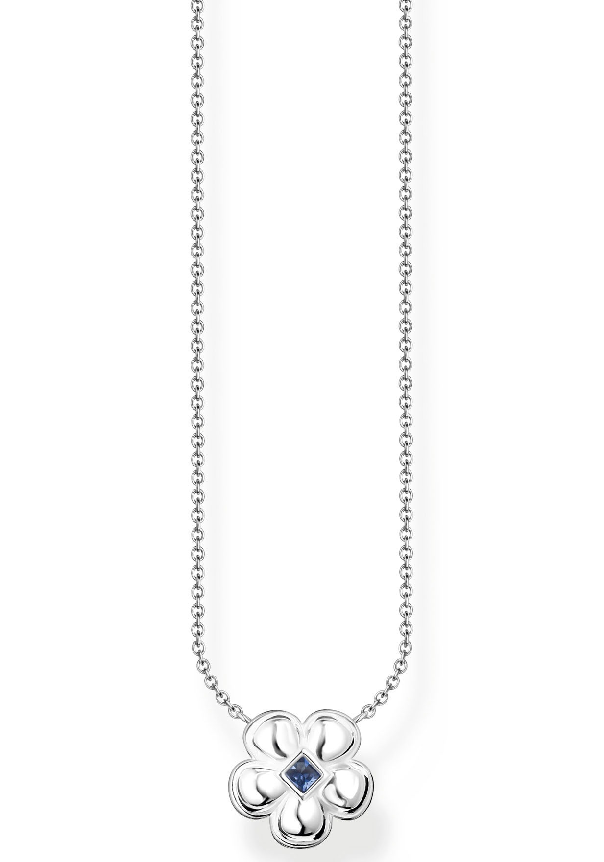 THOMAS SABO Kette mit Anhänger »Blume mit blauem Stein, KE2185-496-1-L45V«, mit Glas-Keramik Stein