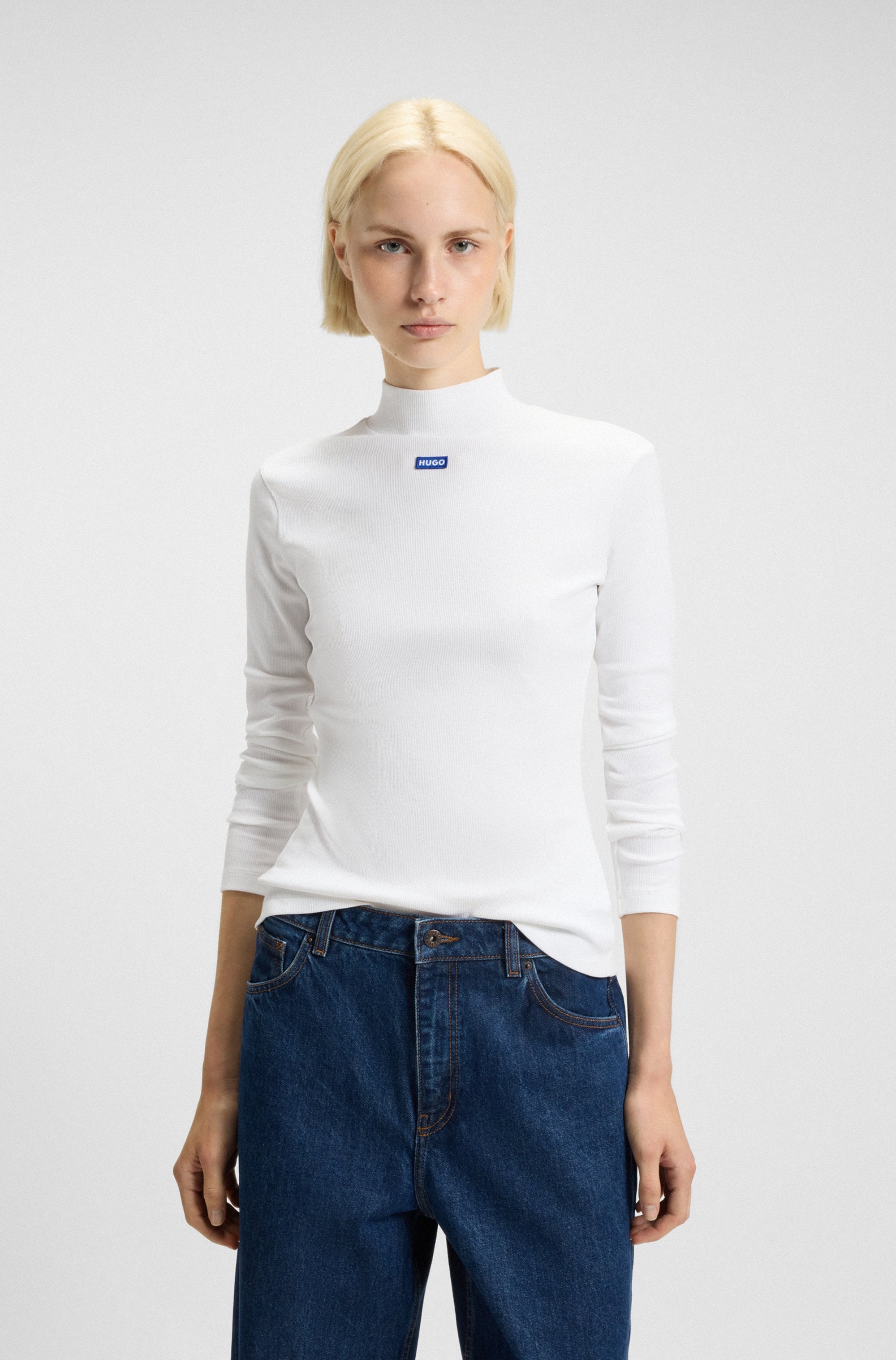 HUGO Blue Longsleeve »Easy Longsleeve_B«, mit Stehkragen
