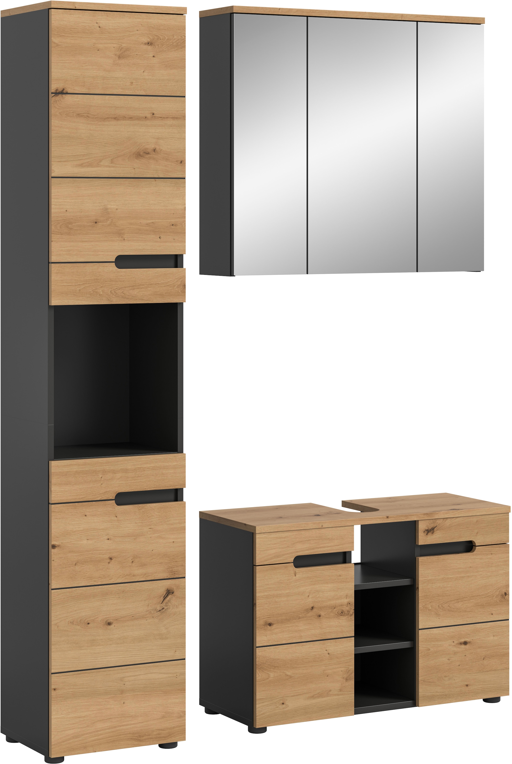 INOSIGN Badmöbel-Set »REHAT, 3-teilig, Breite 133 cm, mit grifflosen Fronte günstig online kaufen