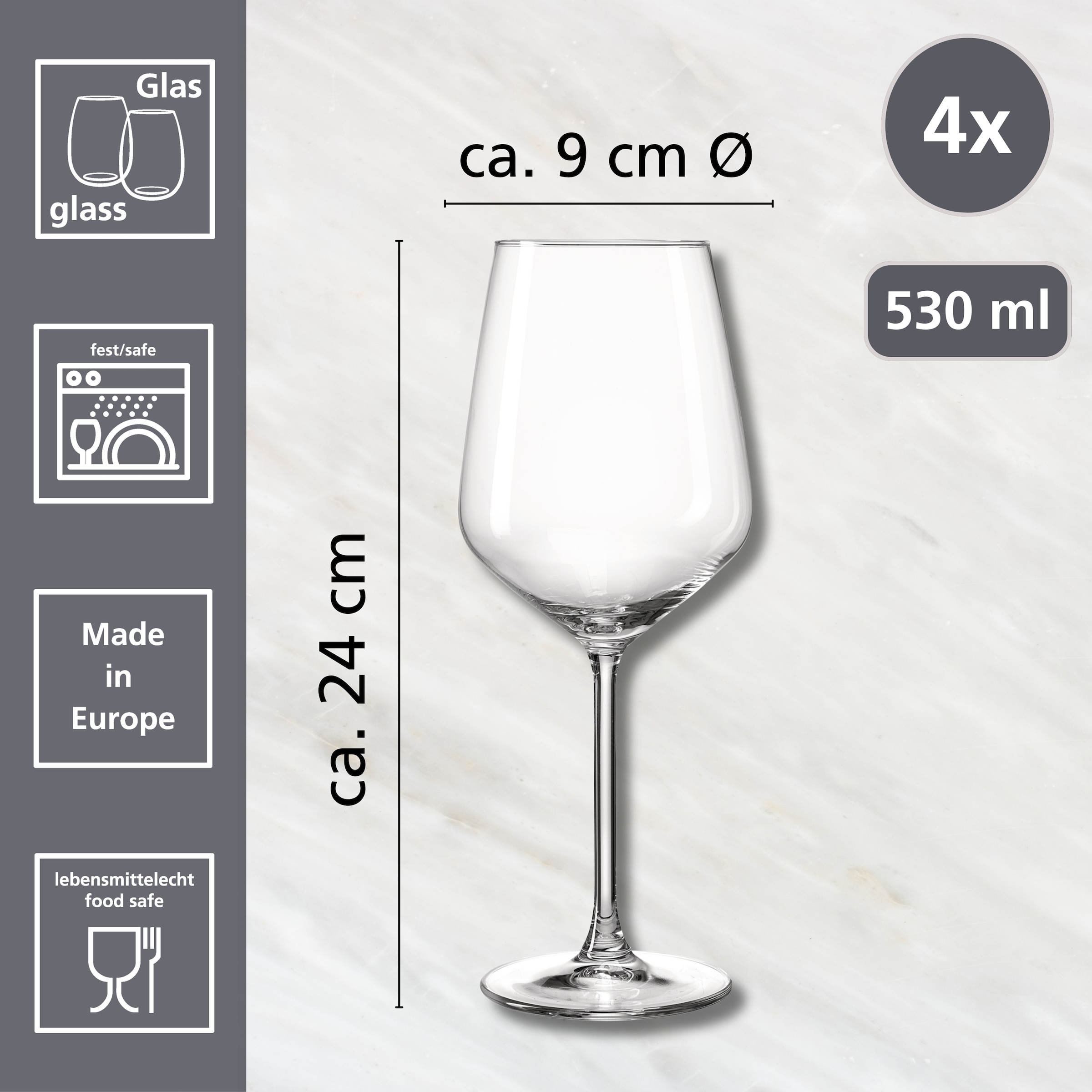 Ritzenhoff & Breker Rotweinglas »Rumba«, (Set, 4 tlg.), 4er Set, je 530 ml