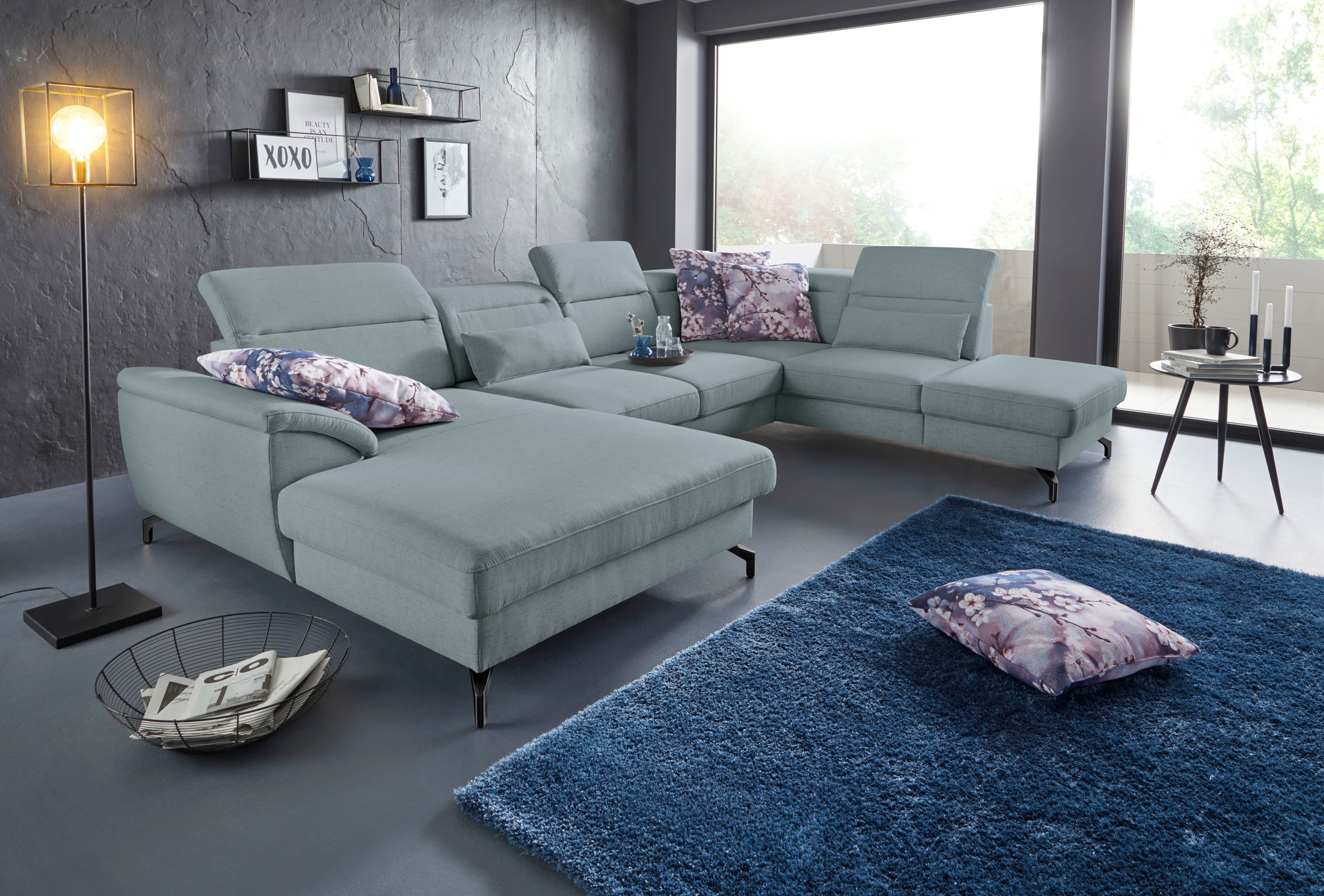 sit&more Wohnlandschaft "Percy U-Form", 12 cm Fußhöhe, Sitztiefenverstellun günstig online kaufen