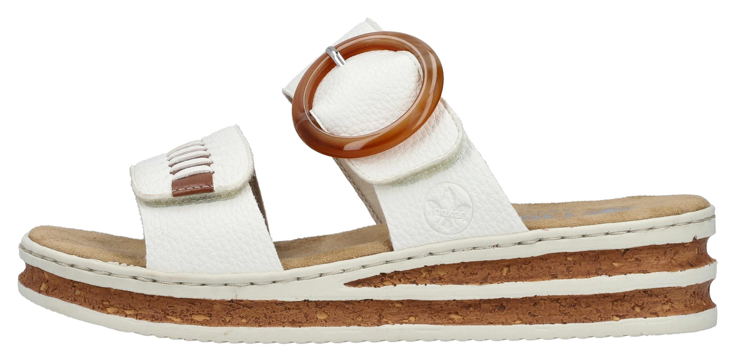 Rieker Keilpantolette, Sommerschuh, Strandschuh mit regulierbaren Klettverschlüssen