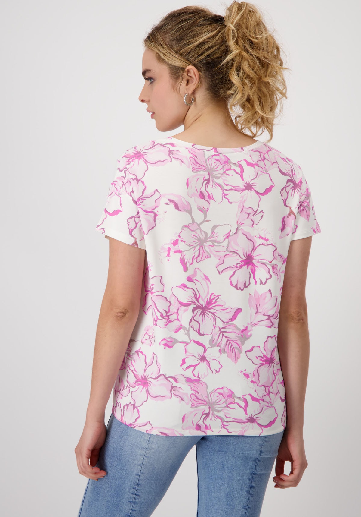 Monari Rundhalsshirt, mit Blumendruck