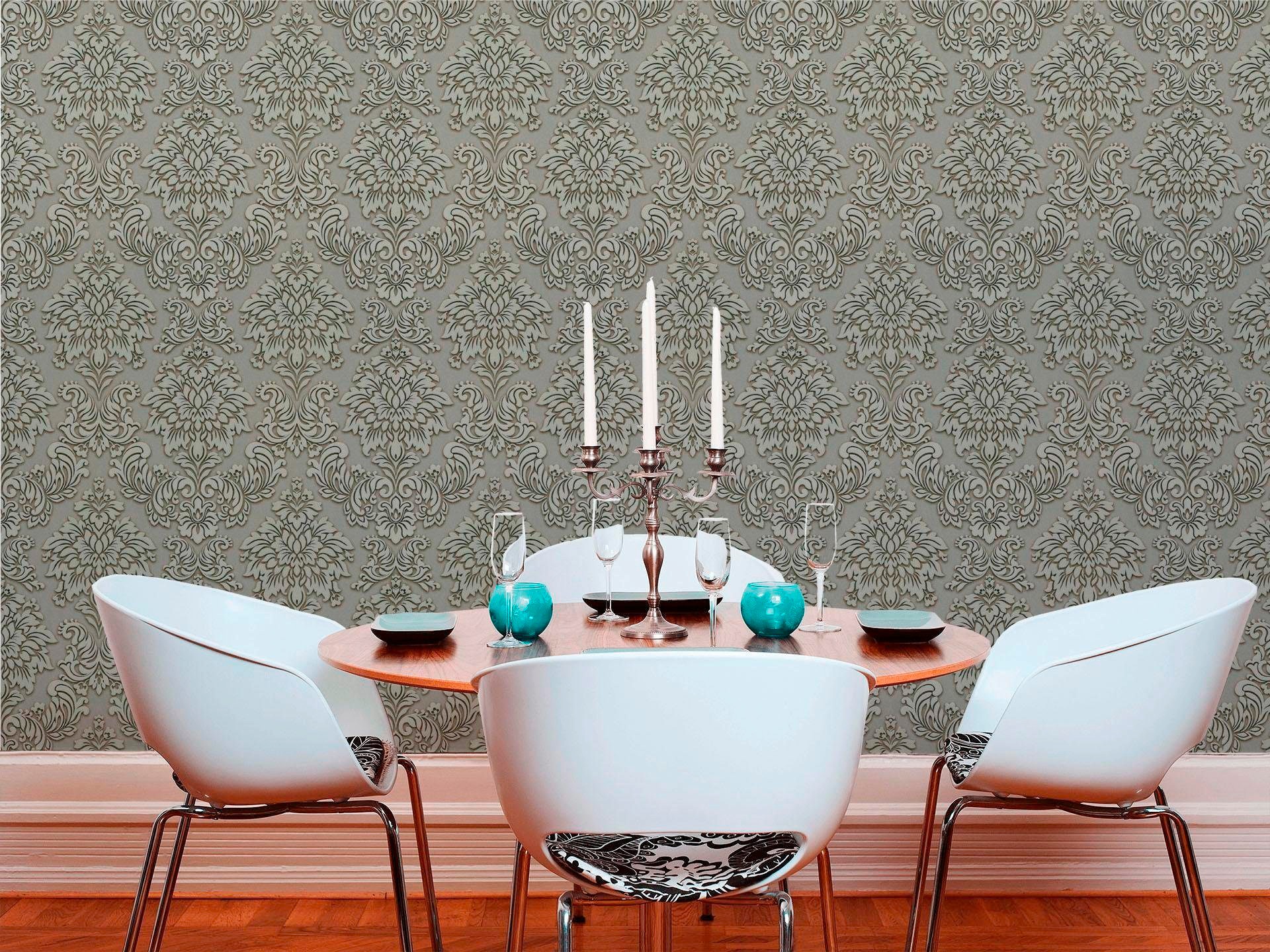 living walls Vliestapete »Metropolitan Stories Lizzy London«, Barock-ornamental-gemustert, Ornament Tapete Barock Metallic Tapeten Wohnzimmer Schlafzimmer Küche