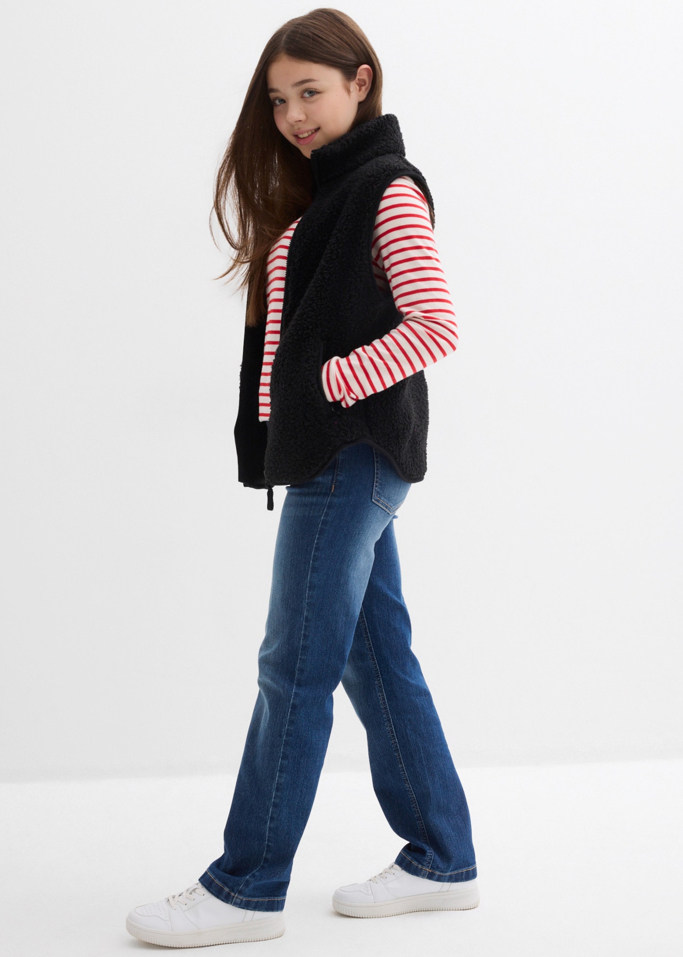 bonprix Straight-Jeans für Mädchen, Regular Fit, mit mittelhohem Bund, gerader Schnitt