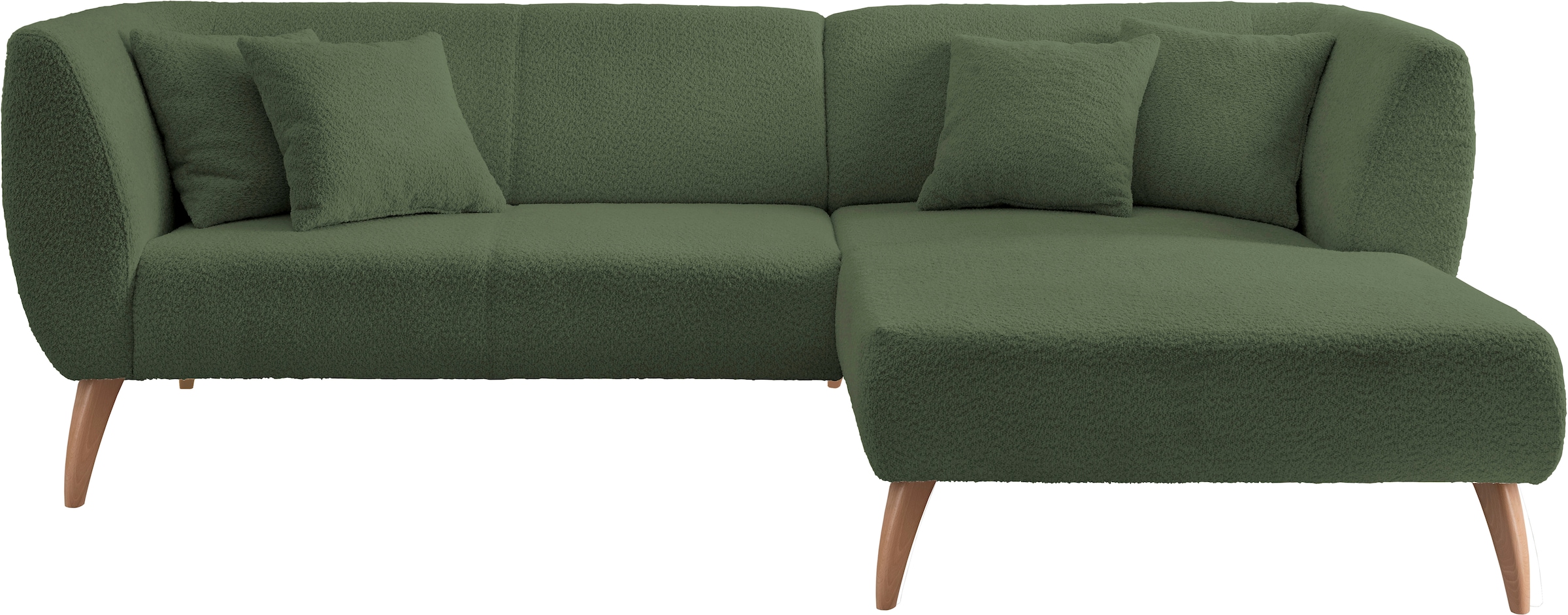 INOSIGN Ecksofa »Colori L-Form«, Holzfußfarbe wählbar, inkl. 4x Zierkissen