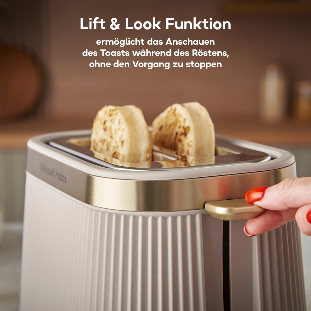 RUSSELL HOBBS Toaster »Brontë Stone 26761-56« 980 W 2 extra breite Toastschlitze, 6 Bräunungsstufen, matt, Auftaufunktion