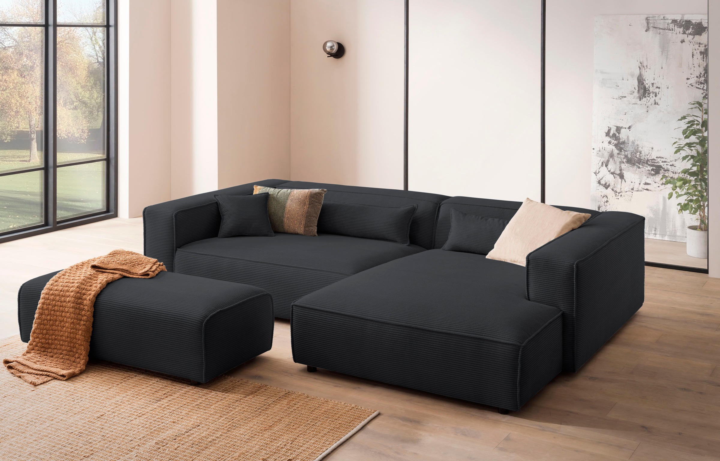 LeGer Home by Lena Gercke Ecksofa »PIARA XXL, L-Form, Schlaffunktion, Cord, günstig online kaufen