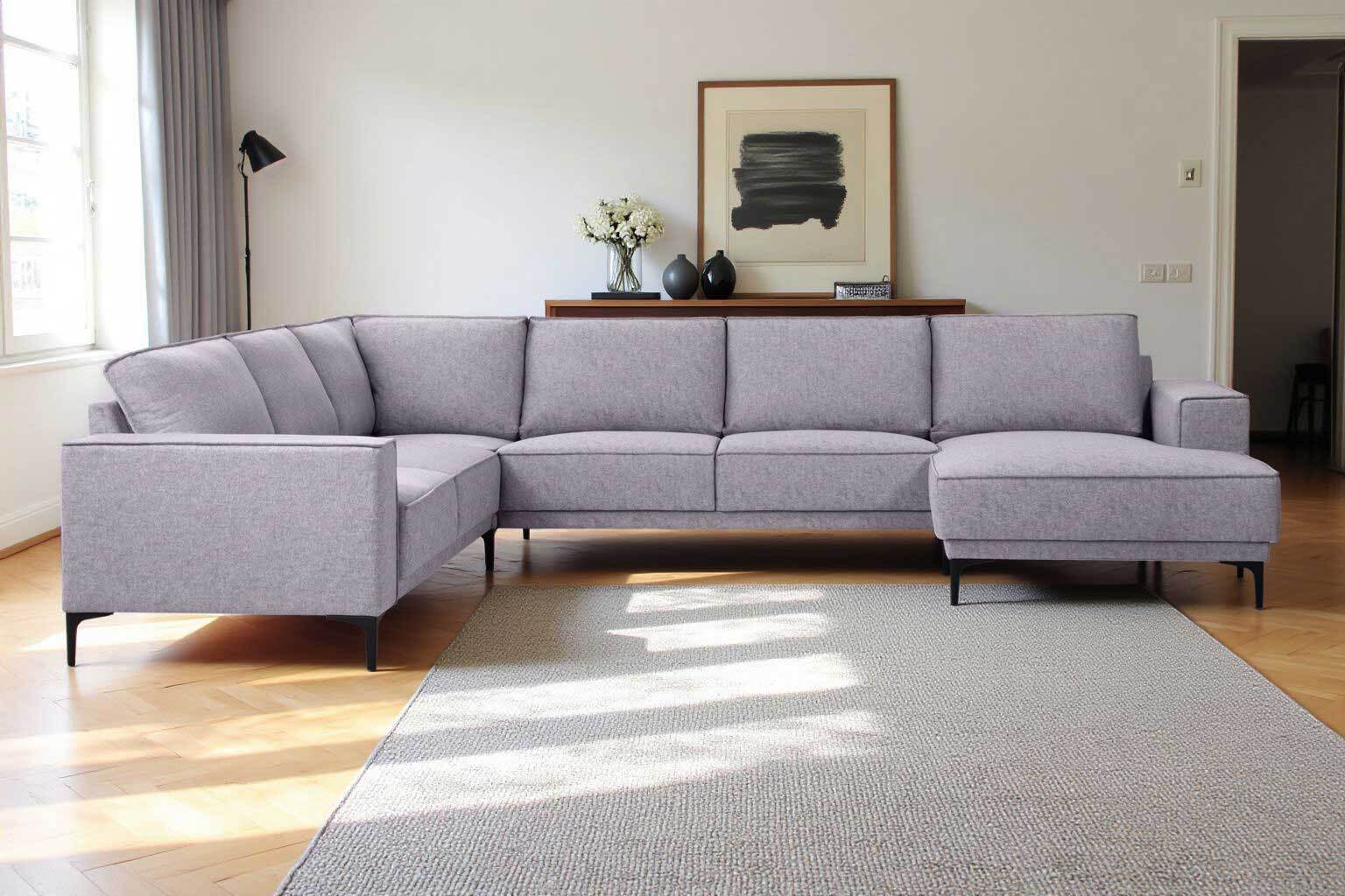 OTTO home Wohnlandschaft »OLAND U-Form, XXL, B: 342 cm, Skandi-Design« Skandi-Design in Struktur, Flachgewebe, Luxus-Microfaser, Boucle