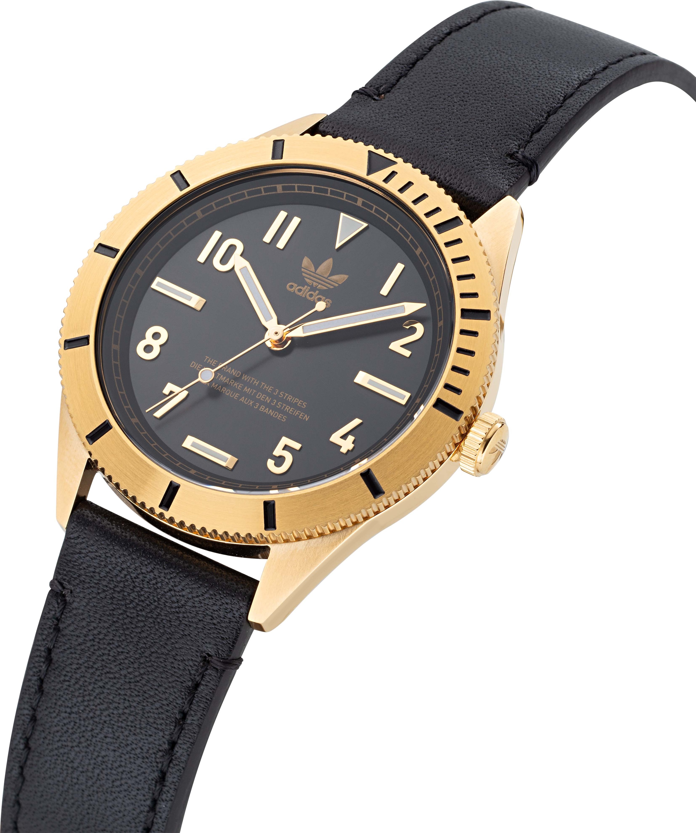 adidas Originals Quarzuhr »EDITION THREE«, Armbanduhr, Damenuhr, Herrenuhr, unisex, analog, Lederarmband