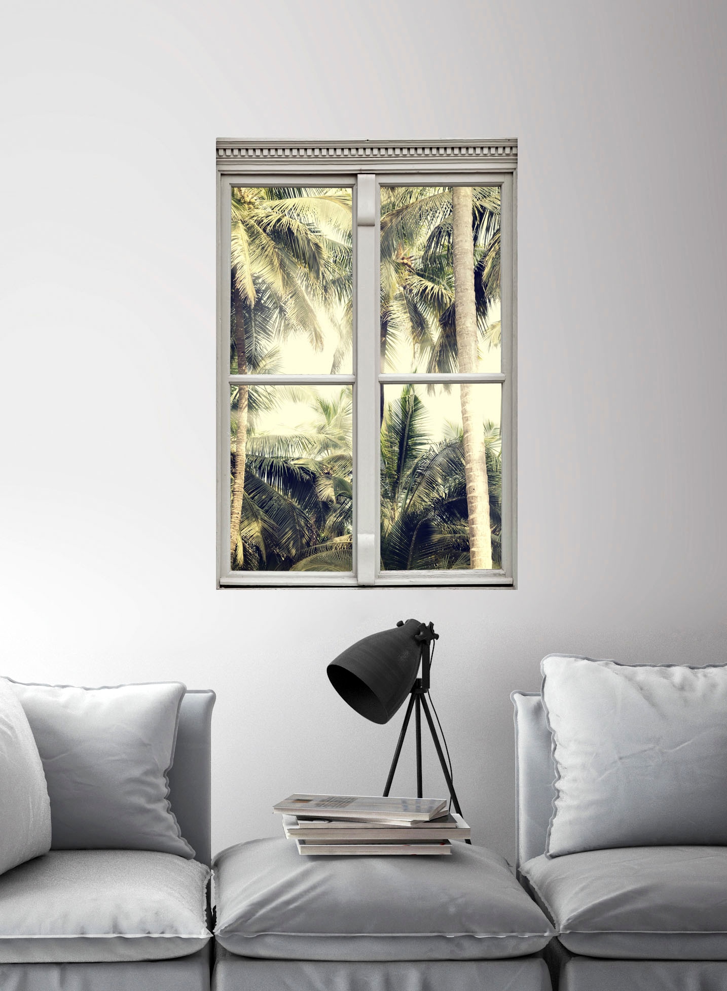 queence Wandsticker »Palmen«, Wandsticker, Wandbild, selbstklebend, 3D, Fenster