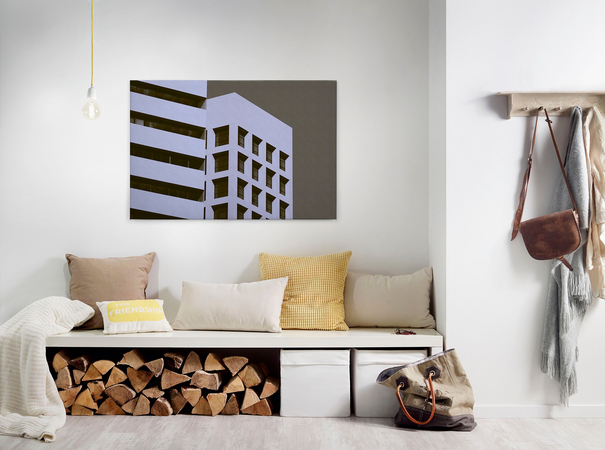 Bricoflor Leinwand Bild Mit Wolkenkratzer In Grün Und Rosa Modernes Wandbil günstig online kaufen