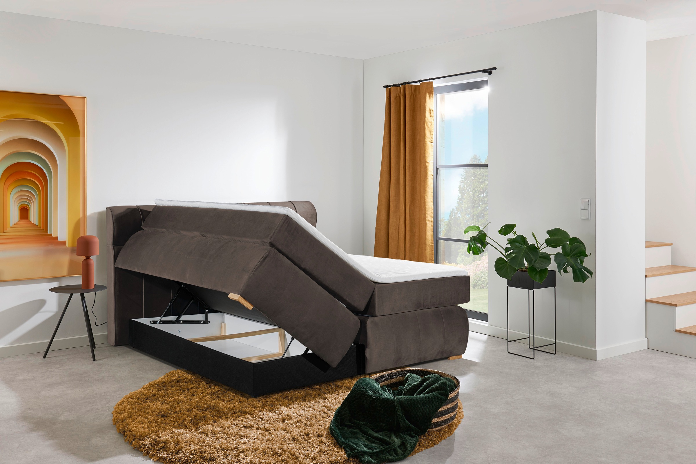 Places of Style Boxspringbett »Felicia«, in H4, inkl. Topper und Bettkasten