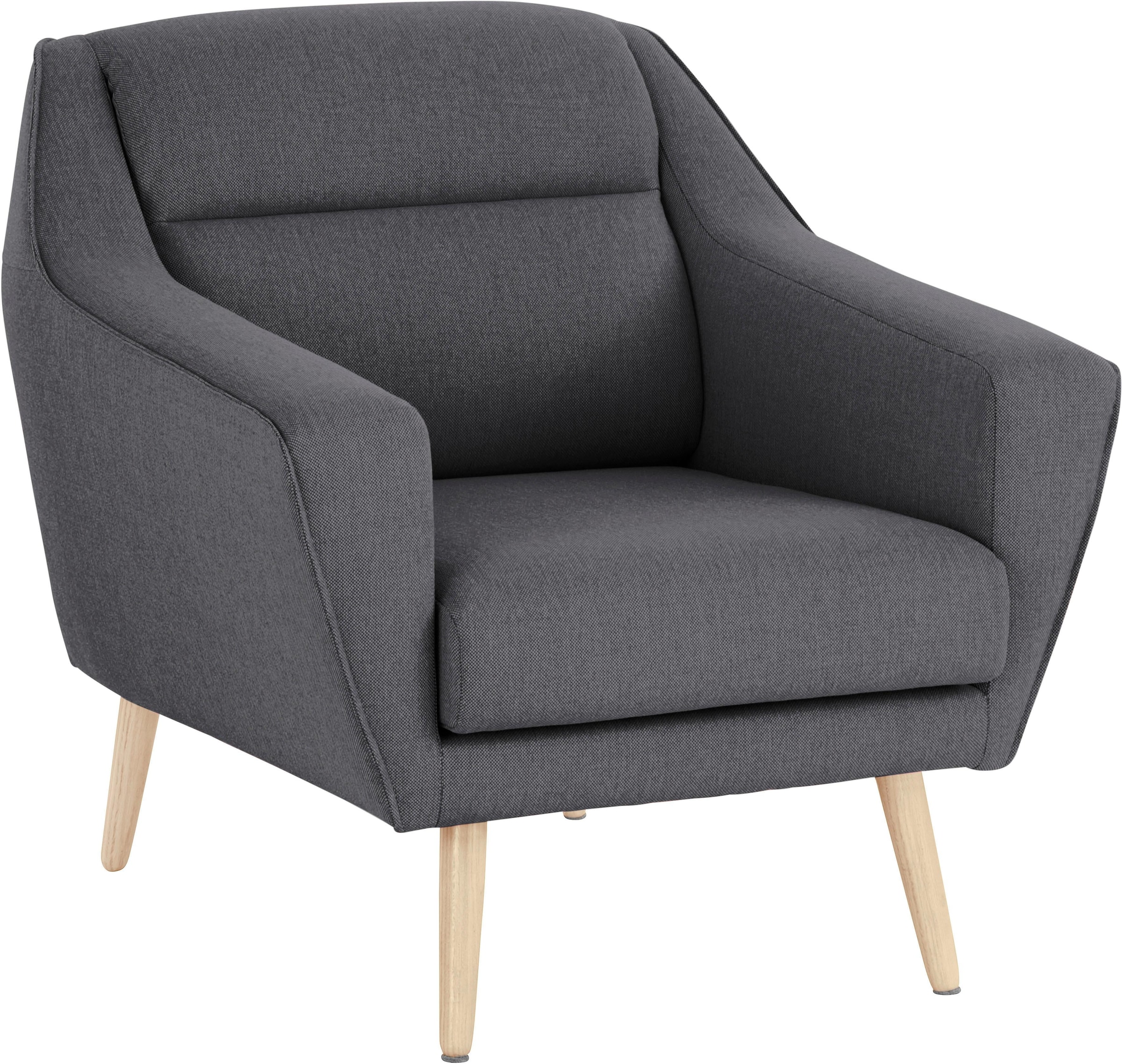 OTTO home Sessel »Bille« mit Naht im Rückenkissen und Eiche-Beinen, Design günstig online kaufen