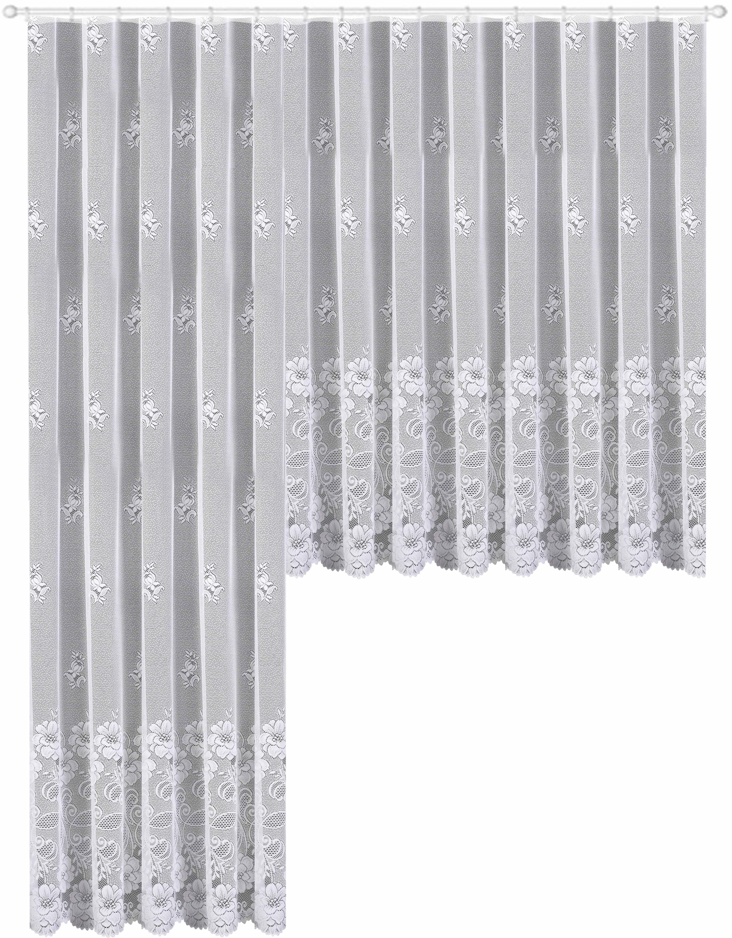 Weckbrodt Gardine »Montello«, (1 St.), Jacquard, strukturiert, Allover,floral,halbtransparent, Bordüre, Store