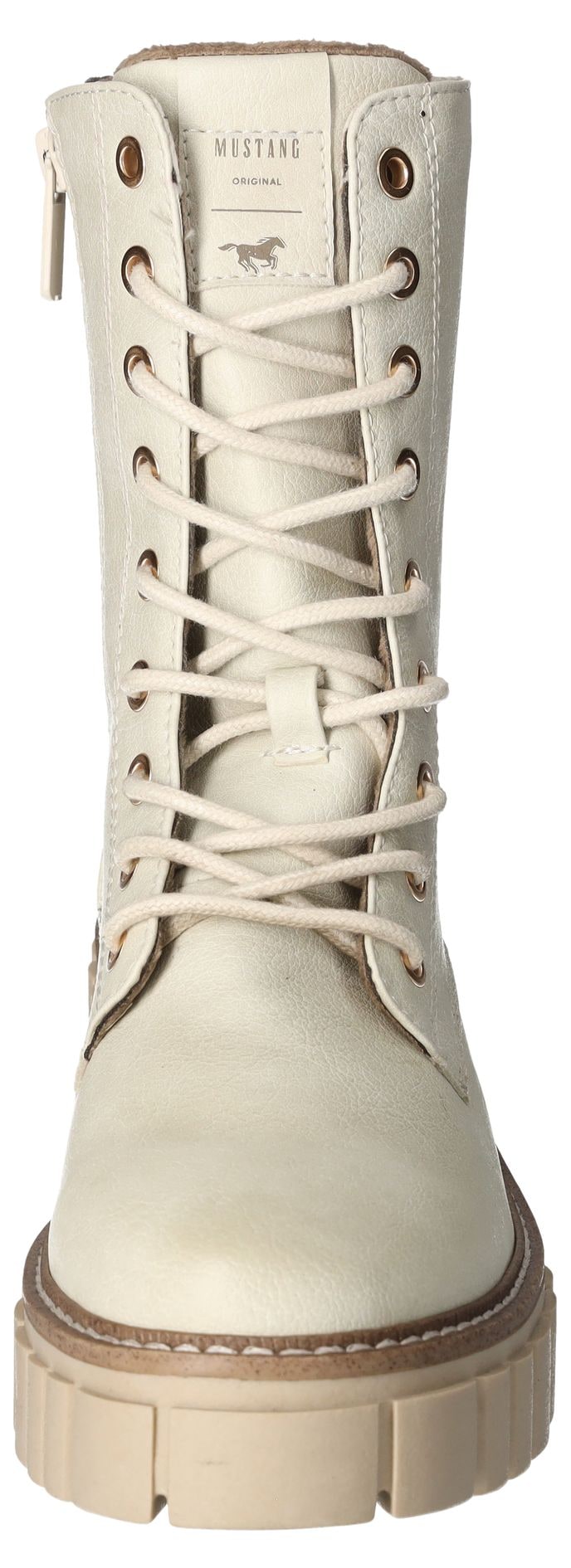 Mustang Shoes Schnürboots, Blockabsatz, Schnürstiefelette mit käftiger Profilsohle