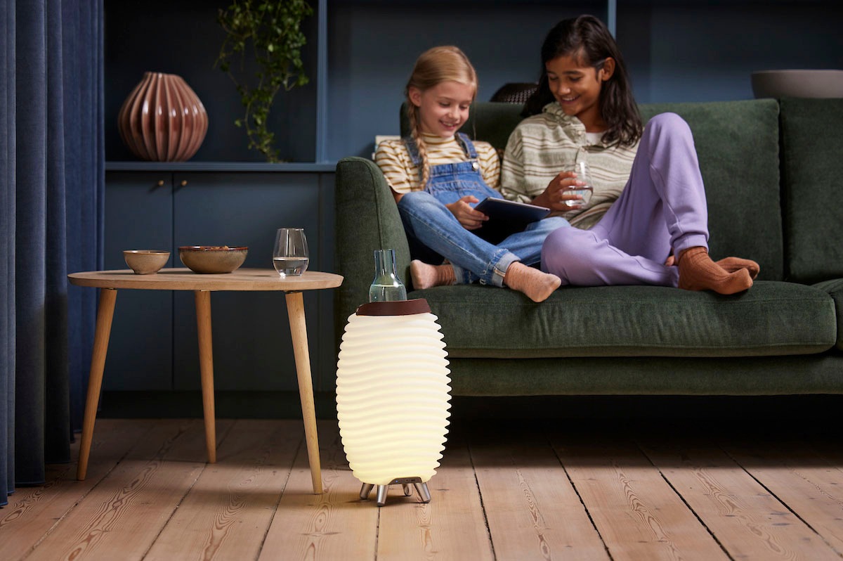 kooduu LED Stehlampe »Synergy 35«, 1 flammig, Leuchtmittel LED-Board | LED fest integriert, Hygge-Design, Bluetooth Lautsprecher, Sektkühler, TWS Stereo Sound