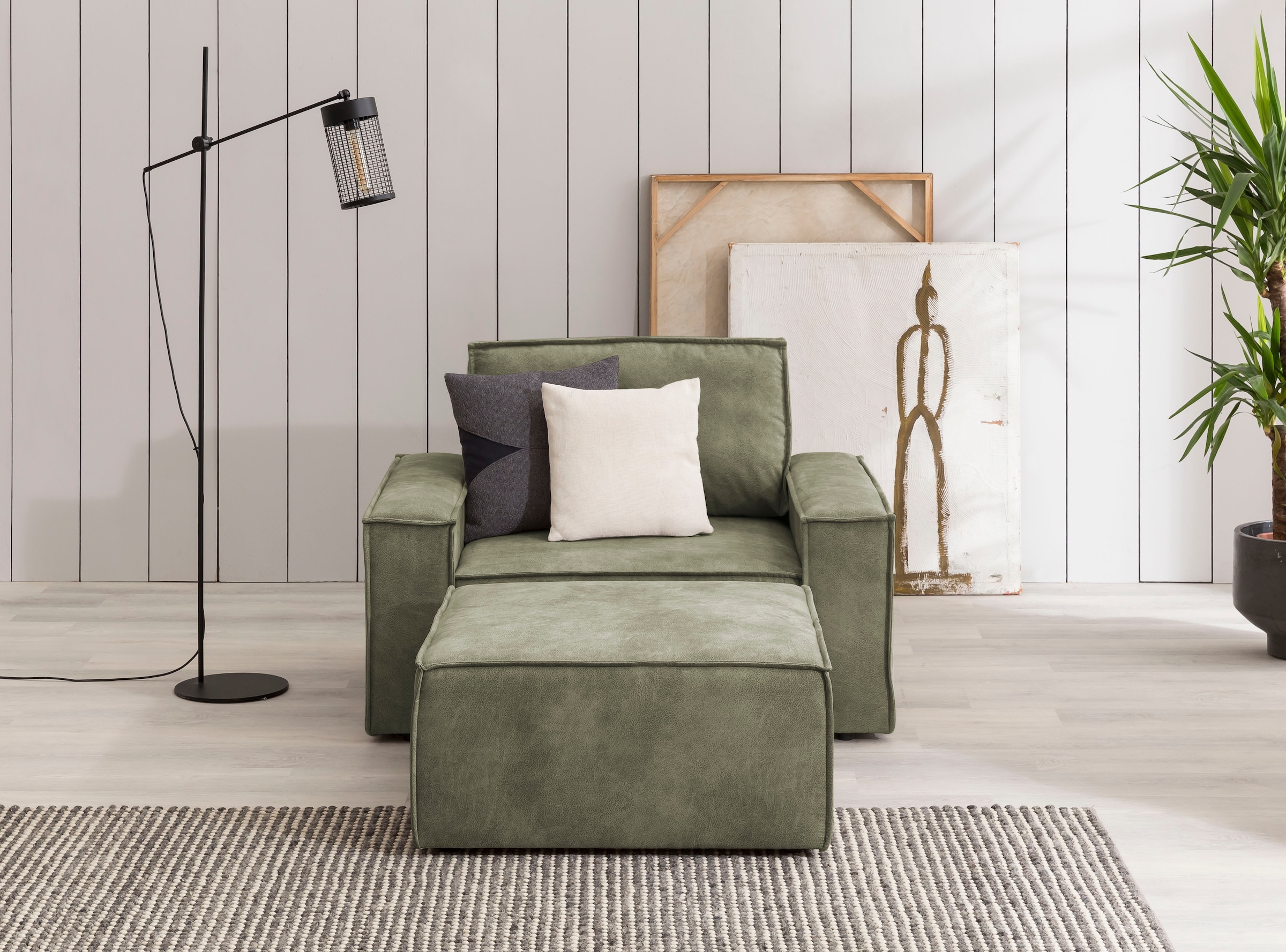 Home affaire Sessel »SHERWOOD«, Loveseat und Hocker im Set, passend zur Polster-Serie SHERWOOD