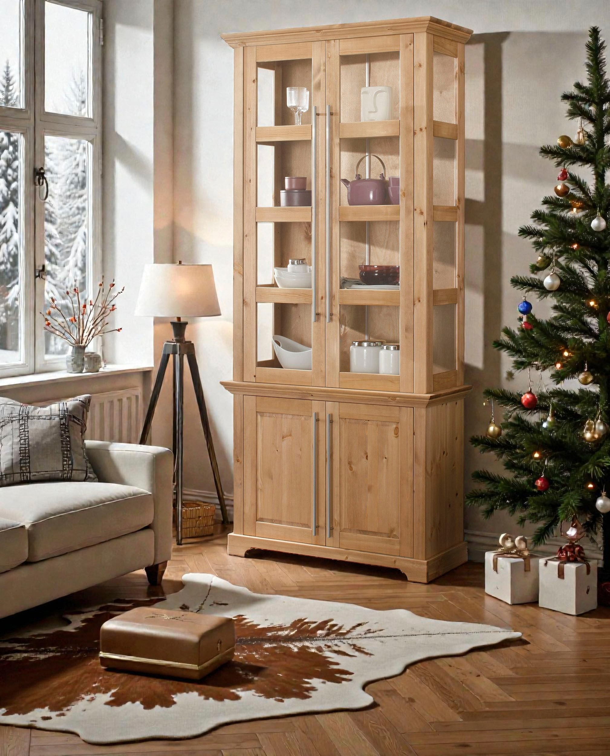 Home affaire Vitrine »Meliss« aus massiver Kiefer, FSC® zertifiziert, Breit günstig online kaufen
