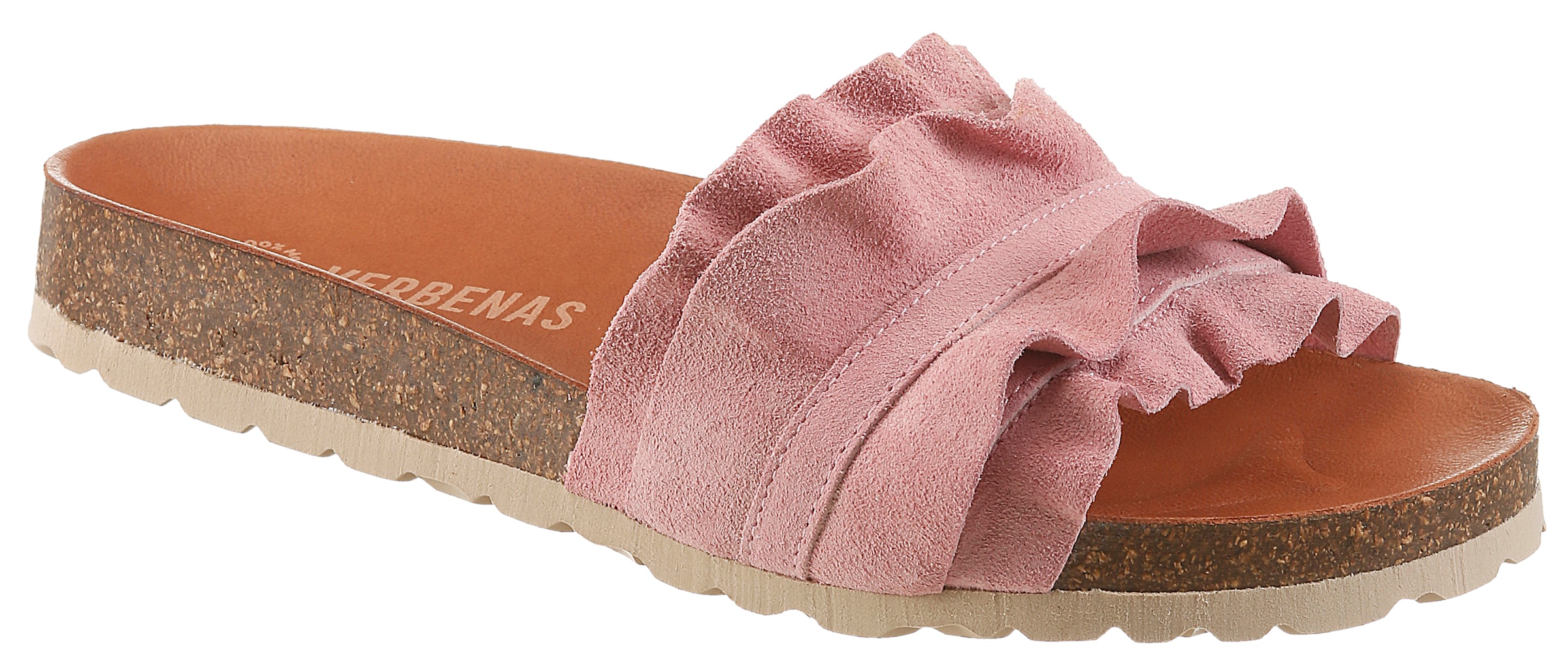 VERBENAS Pantolette »Rocio Roda«  Sommerschuh, Flat mit geschwungenen Laschenstoff