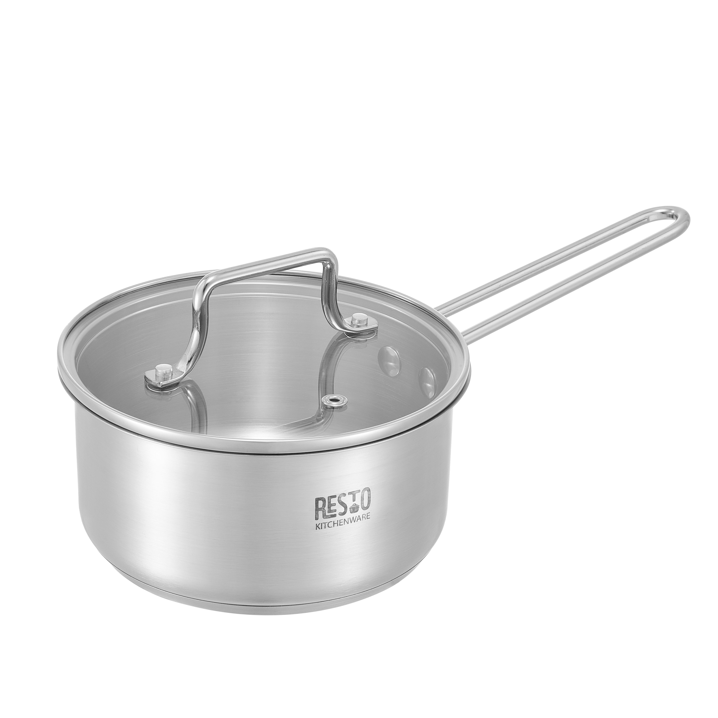 RESTO Kitchenware Topf-Set »GINAN im Geschenkkarton, spülmaschinengeeignet« Set, 1x Soßentopf Ø 16 cm mit Deckel, je 2x Kochtopf Ø 20/24 cm mit Deckel, 6 tlg. Edelstahl 18/10