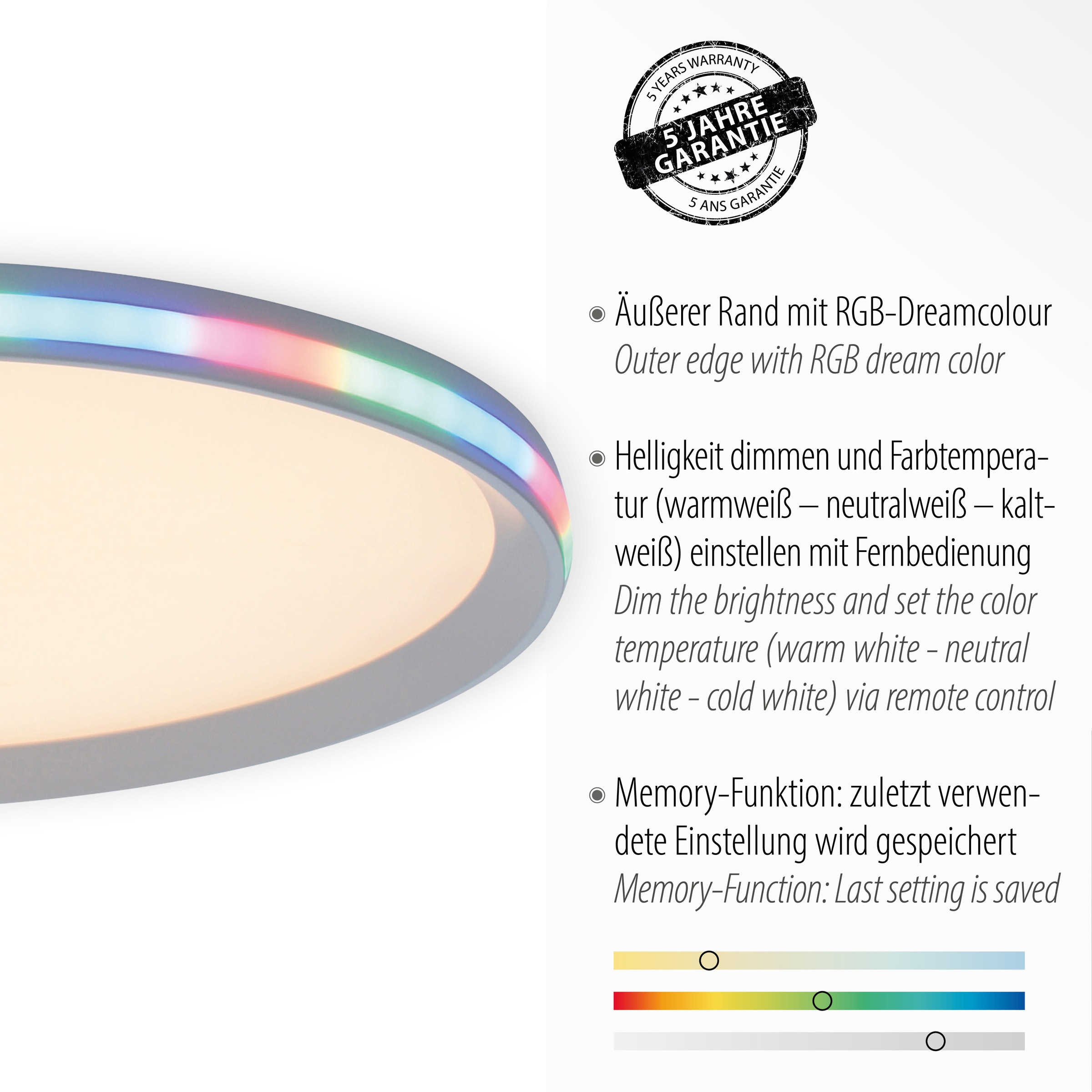 JUST LIGHT Deckenleuchte »GALACTICA«, 2 flammig, Leuchtmittel LED-Board-LED-Board | LED fest integriert, CCT - über Fernbedienung, RGB-Rainbow, dimmbar über Fernbedienung