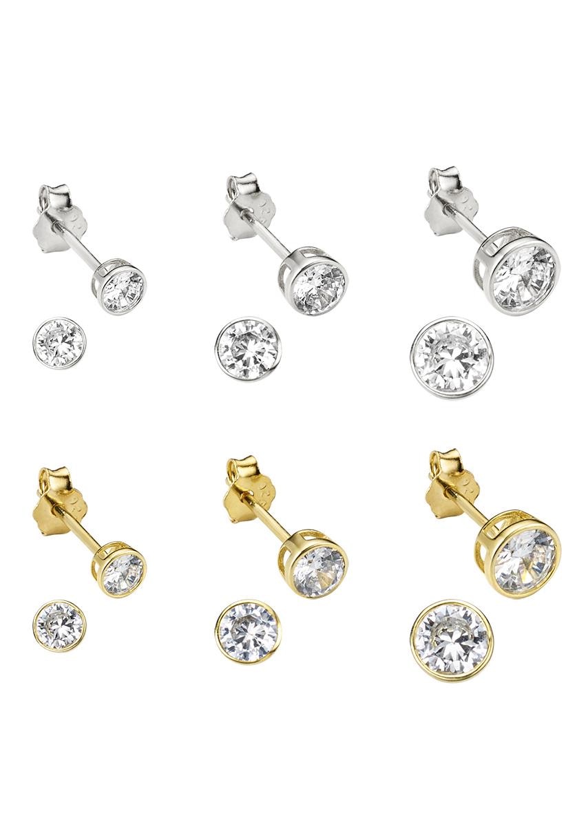 Bruno Banani Ohrstecker-Set »Mulitpack Schmuck Geschenk Silber 925 Ohrschmuckset«, (Set, 12 tlg.), mit Zirkonia (synth.)