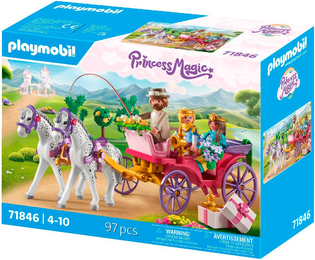 Playmobil® Konstruktions-Spielset »Kutschfahrt mit Prinzessin und Prinz (71846), Playmobil Princess Magic«, (97 St.), Made in Europe