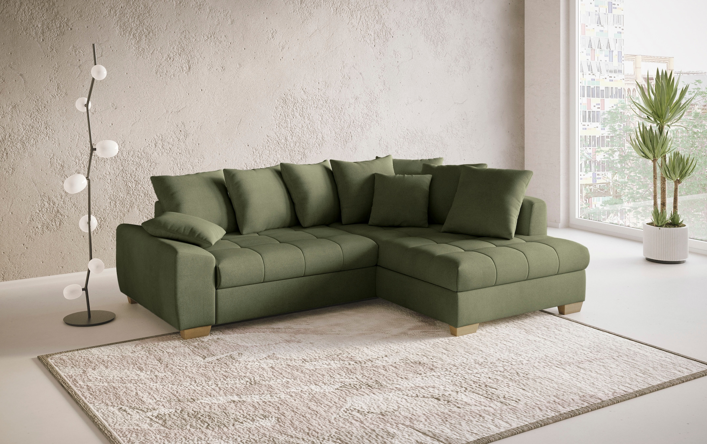 Mr. Couch Ecksofa »Nikita II, L-Form«, Wahlweise mit Bettfunktion, Bettkasten & RGB-LED-Beleuchtung