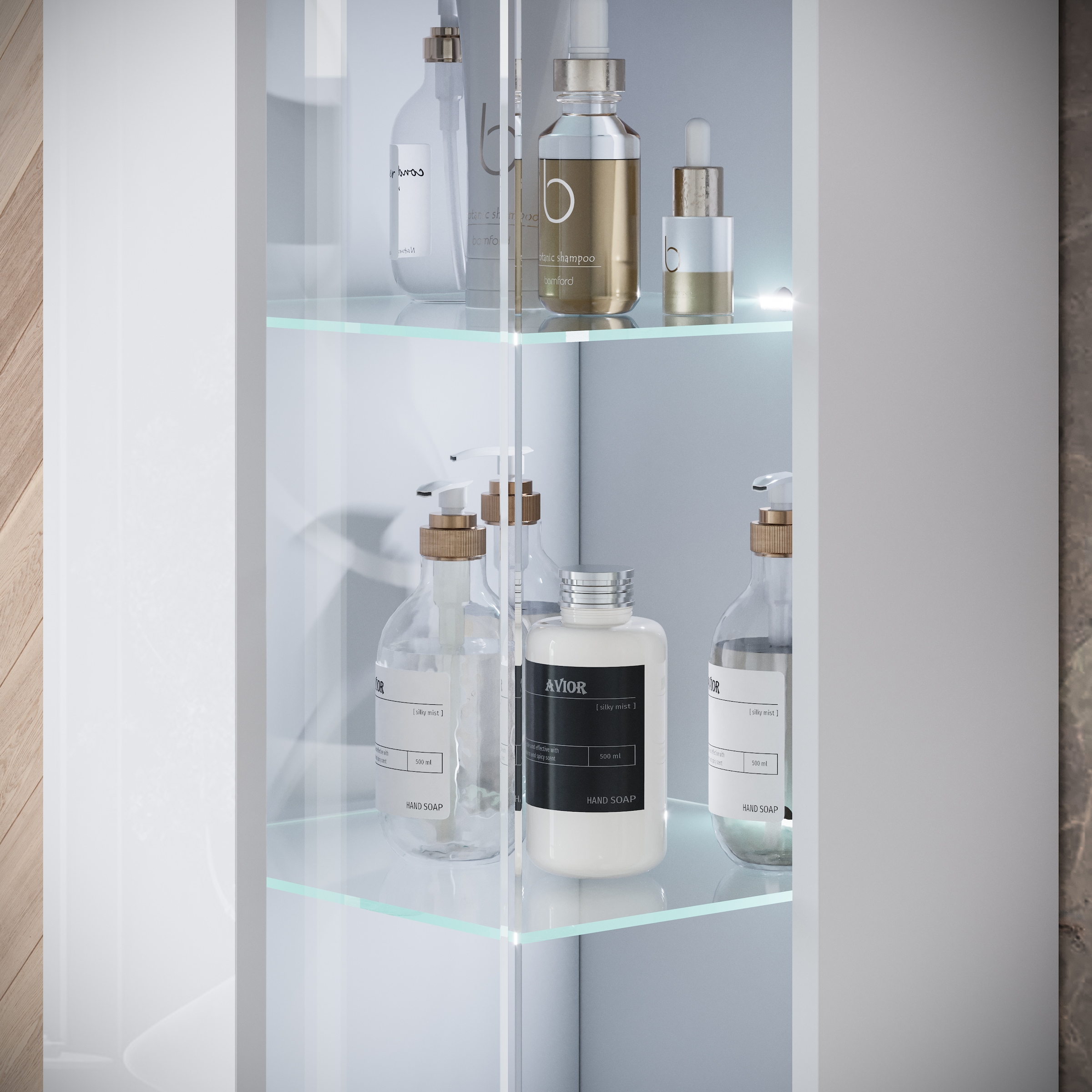 INOSIGN Badmöbel-Set »Kenia«, (Set, 5 St.), Modernes Badmöbel-Set mit viel Stauraum und Glaseinsatz