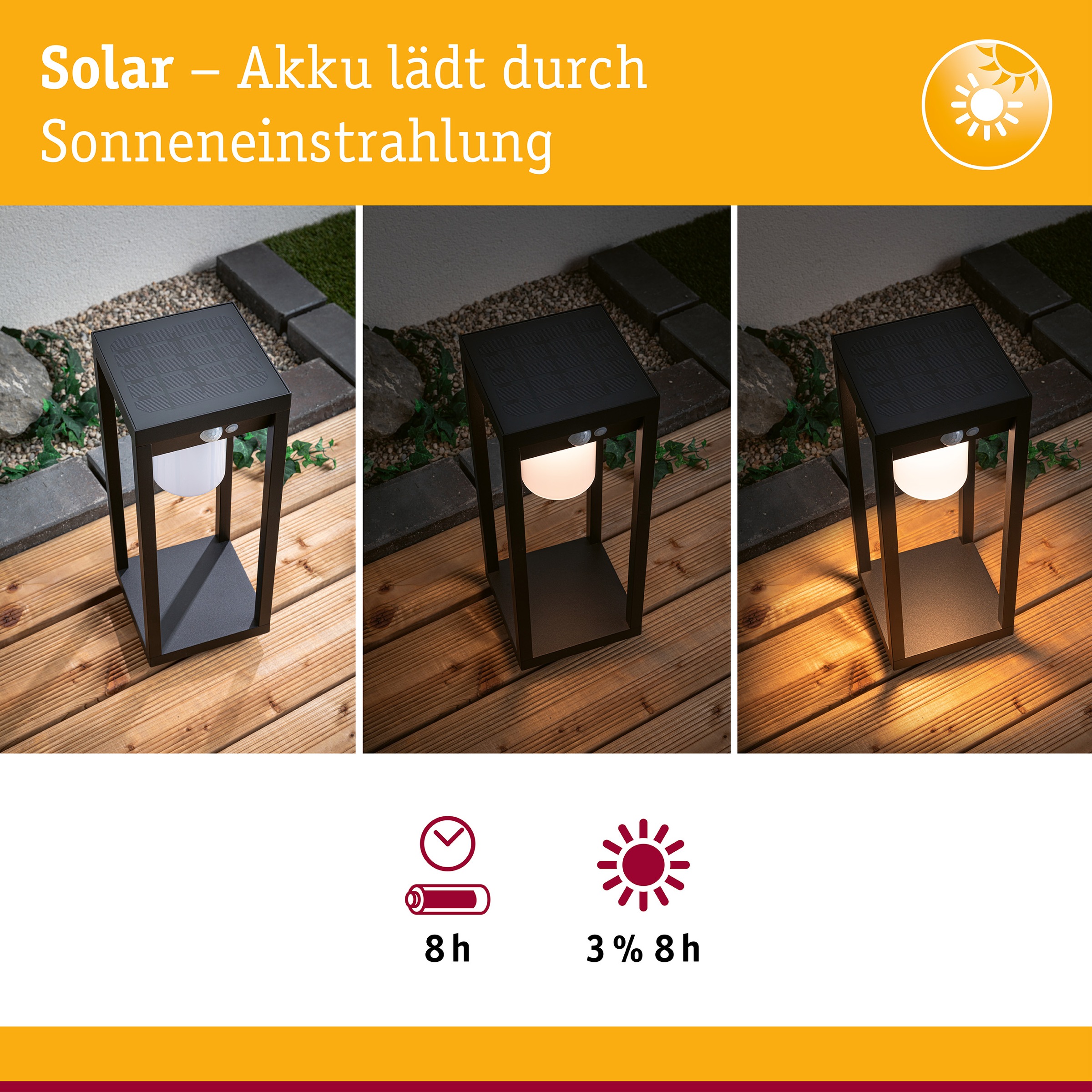 Paulmann LED Gartenstrahler »Solar Lichtobjekt Marisol IP44 3000K 350lm Schwarz« 1 Stk. Warmweiß Bewegungsmelder