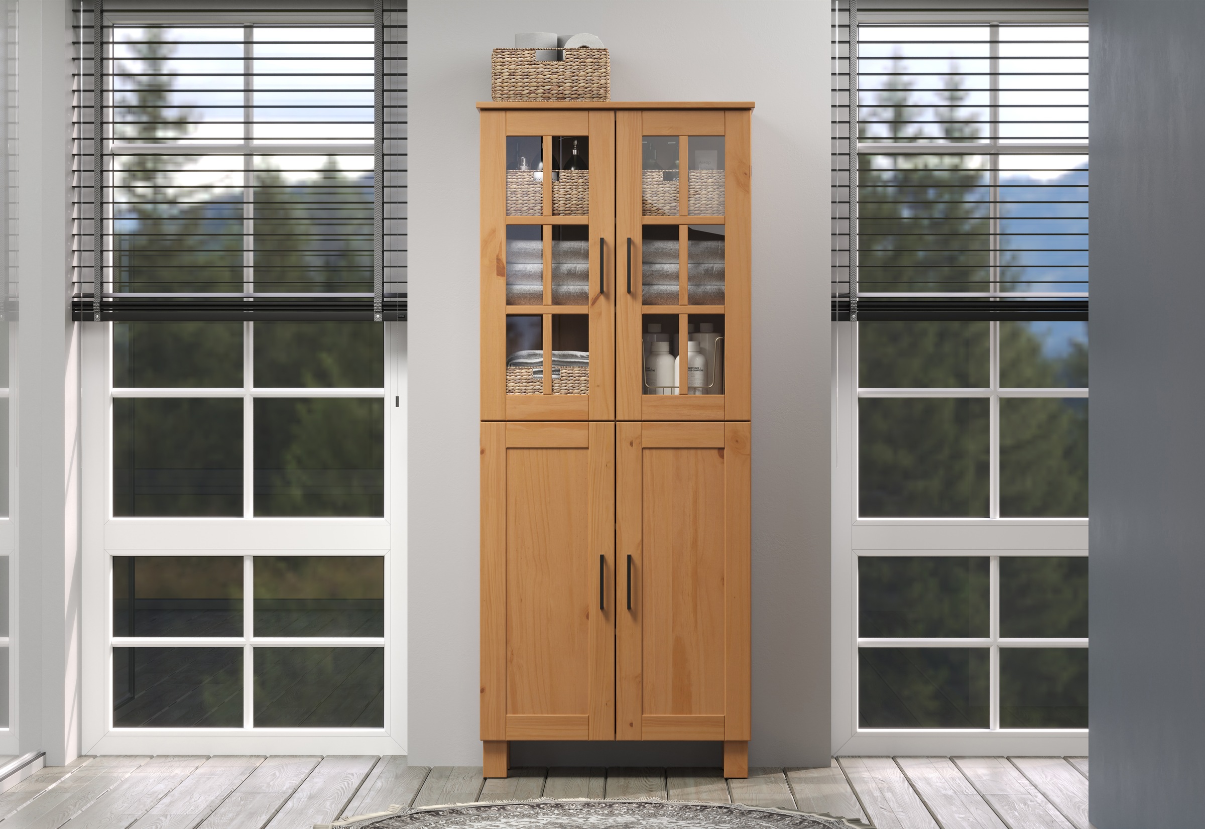 welltime Hochschrank »Ulea« 1 Stk. tlg. Breiter Badschrank aus Massivholz - Maße (B/T/H) 70/30/170 cm