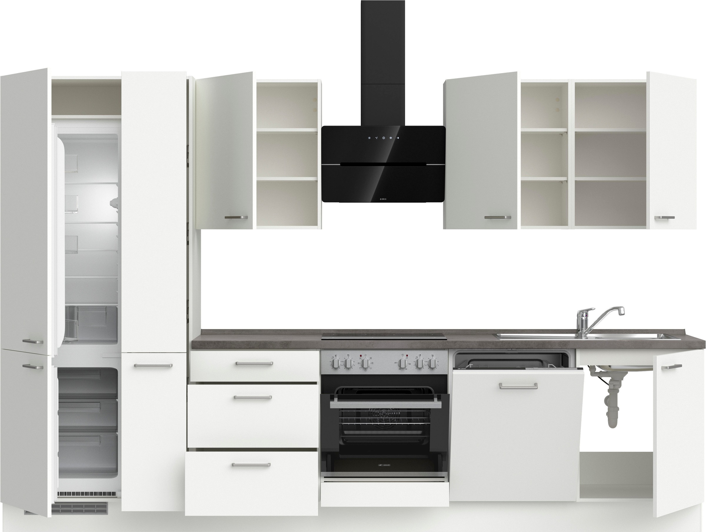nobilia® Küchenzeile »"Touch II"«, vormontiert, Ausrichtung wählbar, Breite 330 cm, wahlw. mit E-Geräten