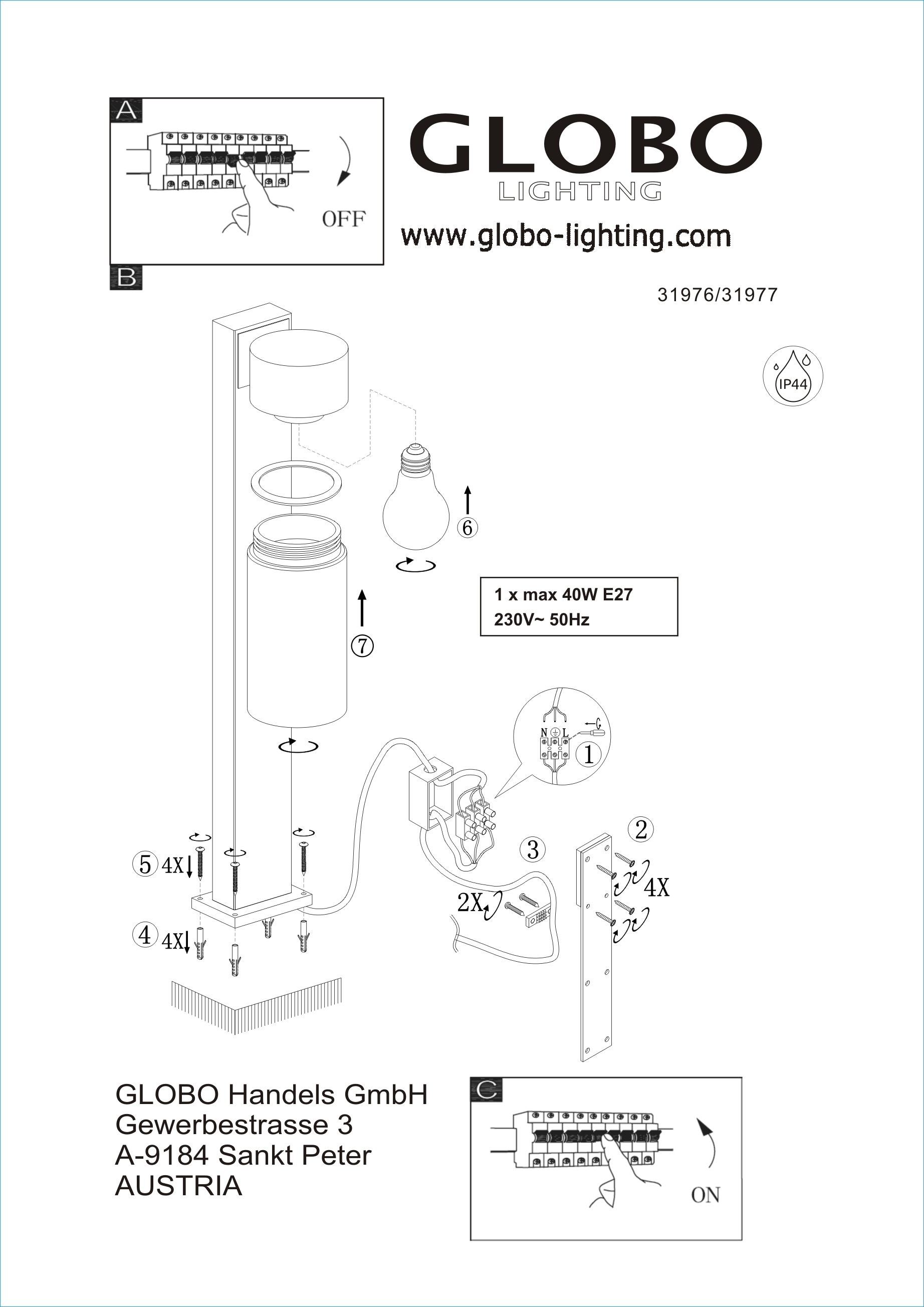 GLOBO LIGHTING Außen-Stehlampe »ETSI« E27 1 Stk. Außenleuchte für Garten & Terrasse Edelstahl